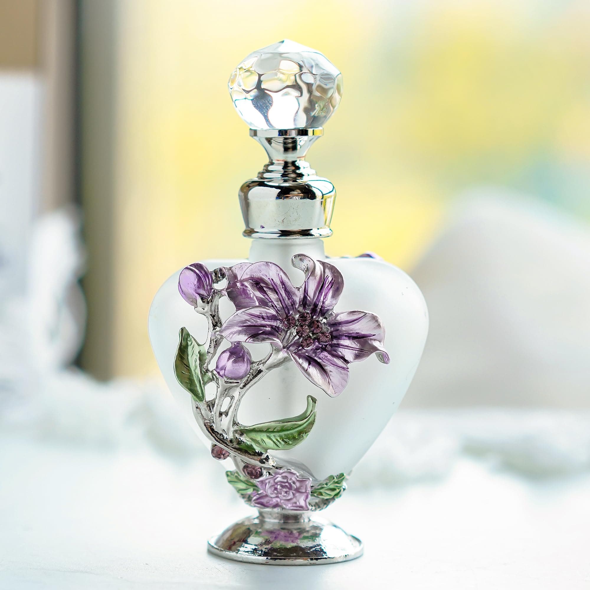 YU FENG Refillable Empty Flower Crystal Perfume Bottle Handmade Home Decor Lady Wedding Gift