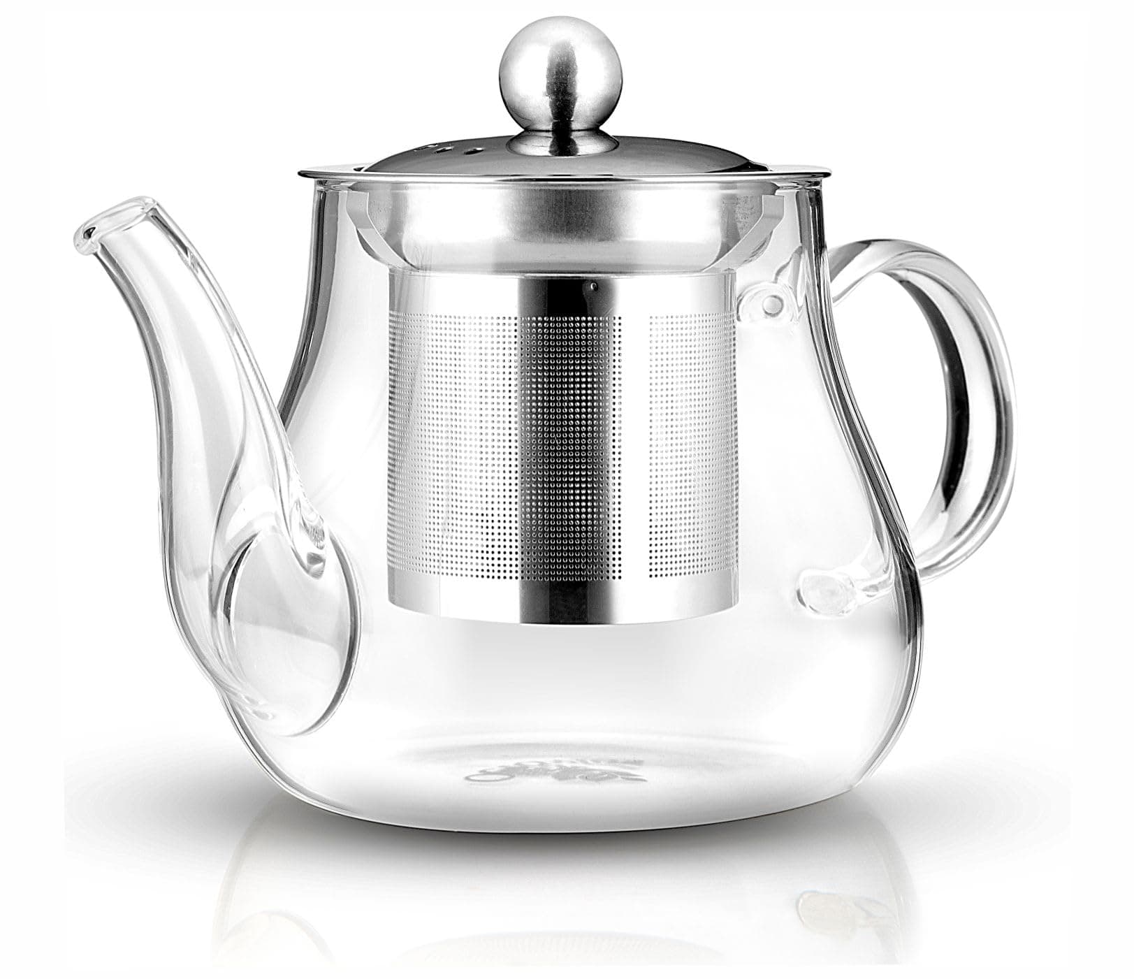 Octavius | Pear Shape Glass Tea Pot with Infuser - 600 ml | Borosilicate Glass | Heat Resistant | Green Tea Maker | Loose Leaf Tea Maker | Ideal for 4 Cups