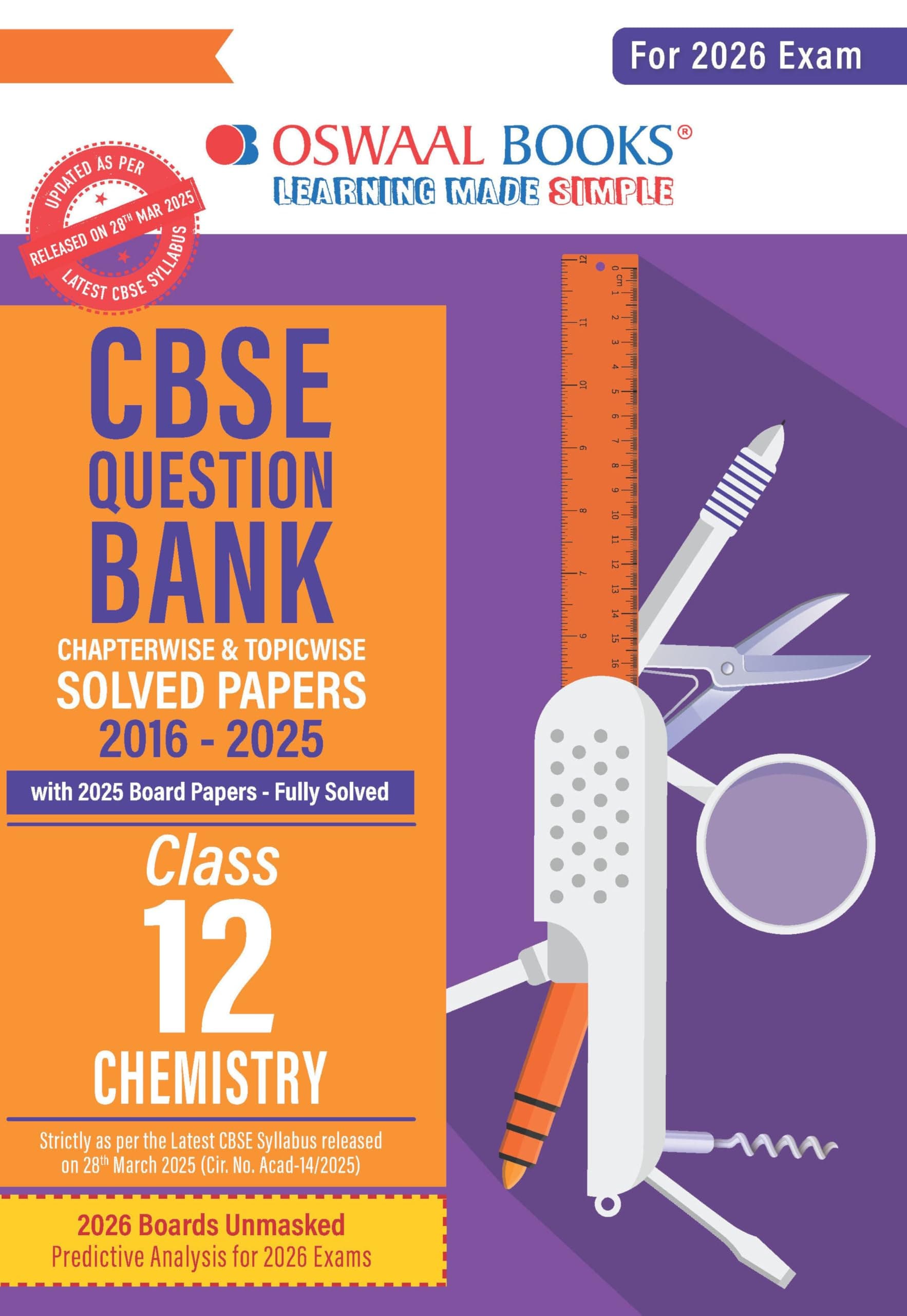 Oswaal CBSE Question Bank Chapterwise and Topicwise SOLVED PAPERS Class 12 Ch...