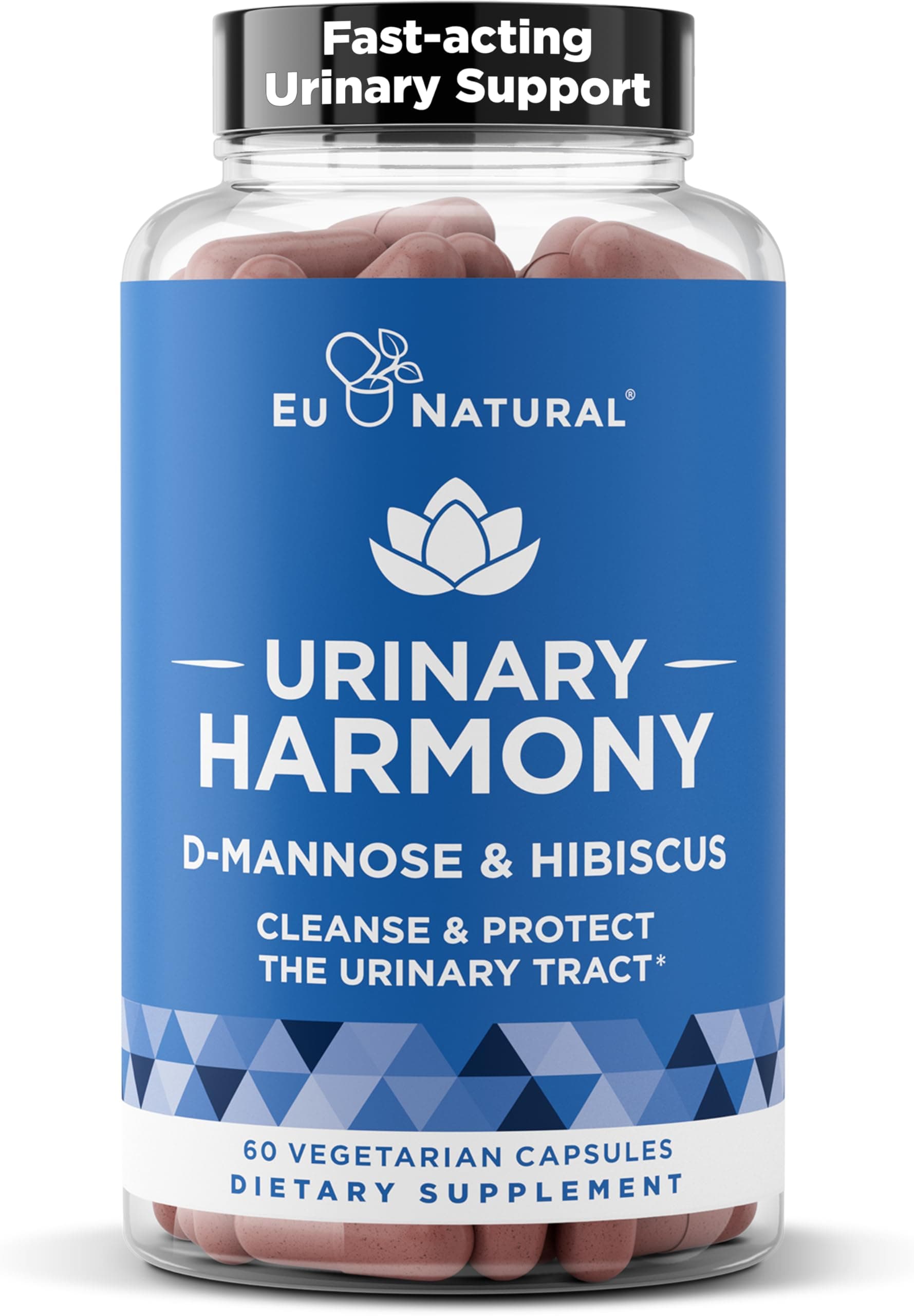 Harmony D-Mannose – Urinary Tract UT Cleanse & Bladder Health – Fast-Acting Detoxifying Strength, Flush Impurities, Clear System – Hibiscus Pills – 60 Vegetarian Soft Capsules