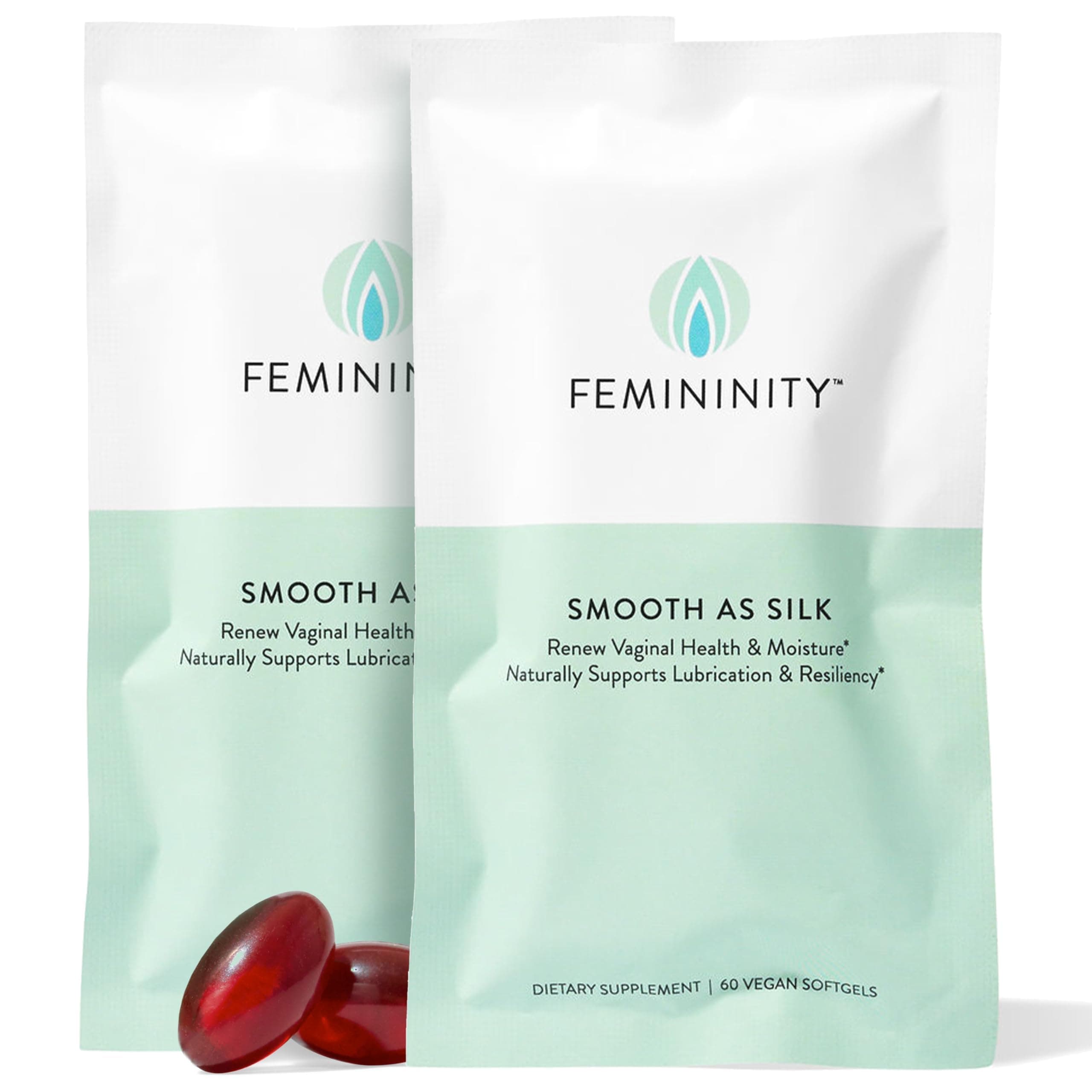 Femininity Smooth as Silk 60-Day Refill for Vaginal Dryness (120 Softgels) – Sea Buckthorn Oil with 365mg Omega 7 + Omega 3 and Omega 9