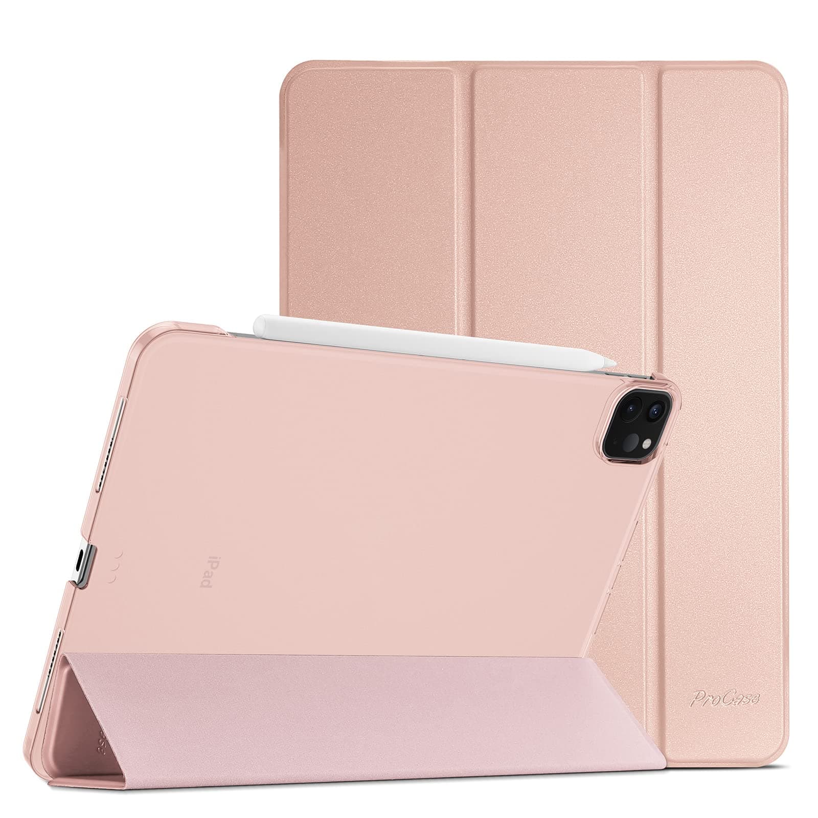 ProCase for iPad Pro 11 Inch Case 2022/2021/2020/2018(4th/3rd/2nd/1st Generation), iPad Pro 11" Slim Stand Hard Back Cover Shell Smart Folio Compatible with Penci/Support Auto Wake/Sleep -Rosegold