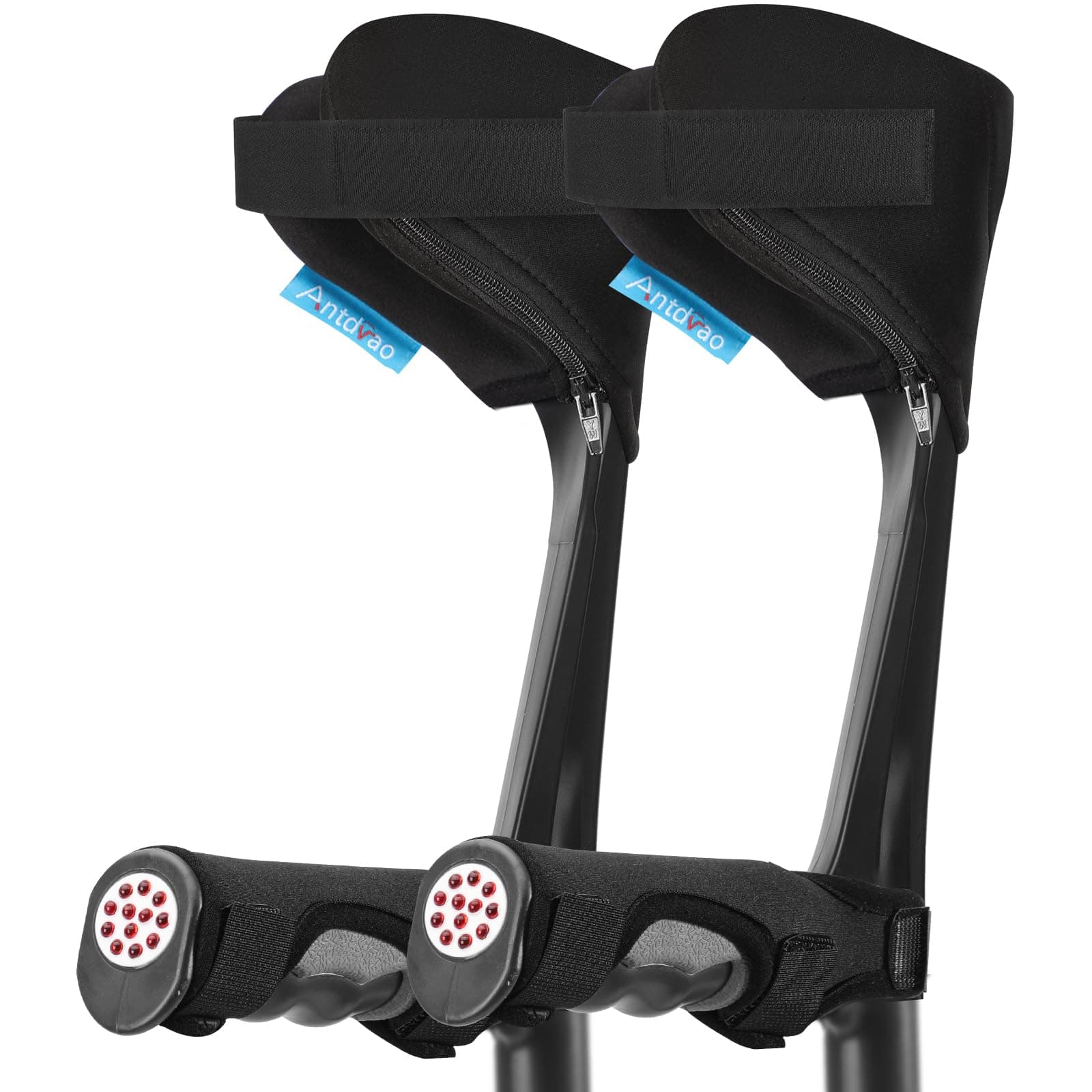 Forearm Crutches Pads(x4 Units), Elastic Crutches Padding for The Elbow, for Open Cuff Crutch, Shock Resistant Increases Walking Comfort Forearm Crutch Pads (Black Kit) Without Crutch