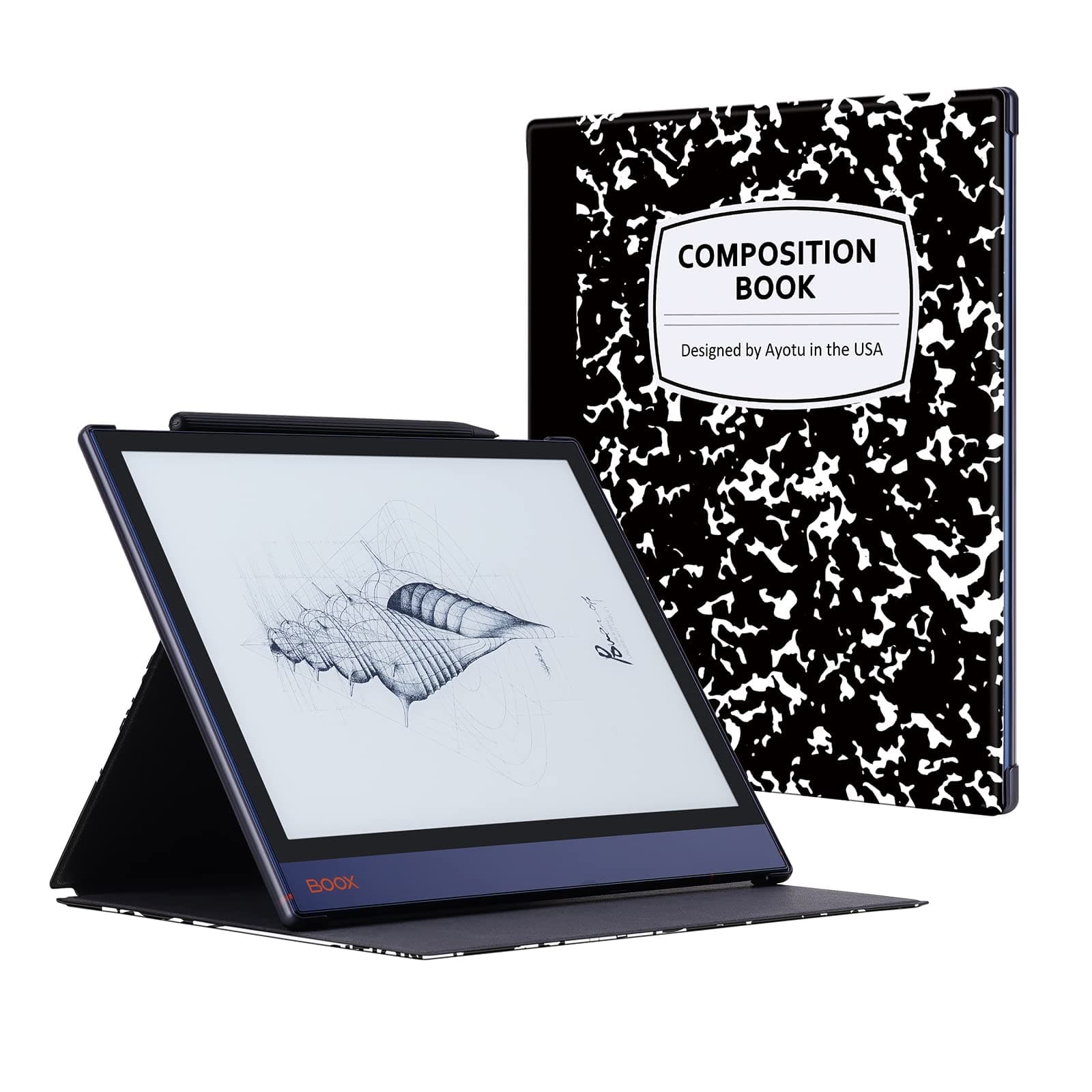 Ayotu Case for Onyx BOOX Note Air 1/Note Air 2/Air 2 Plus 10.3'' Paper Tablet, Auto Sleep/Wake, Durable Fabric Folio Cover with Foldable Stand, Milk Notebook (NOT Fit BOOX Note Air 3C)