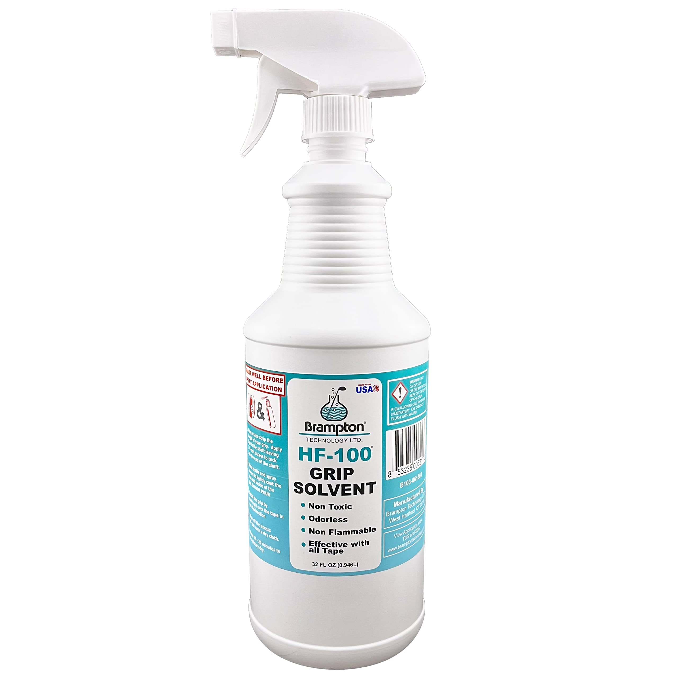 Brampton HF-100 Premium Golf Grip Solvent for Regripping Golf Clubs and Golf Grip Repair - Shake and Spray Golf Grip Solution - Non-Toxic, Non-Flammable, and Odorless Golf Grip Solvent