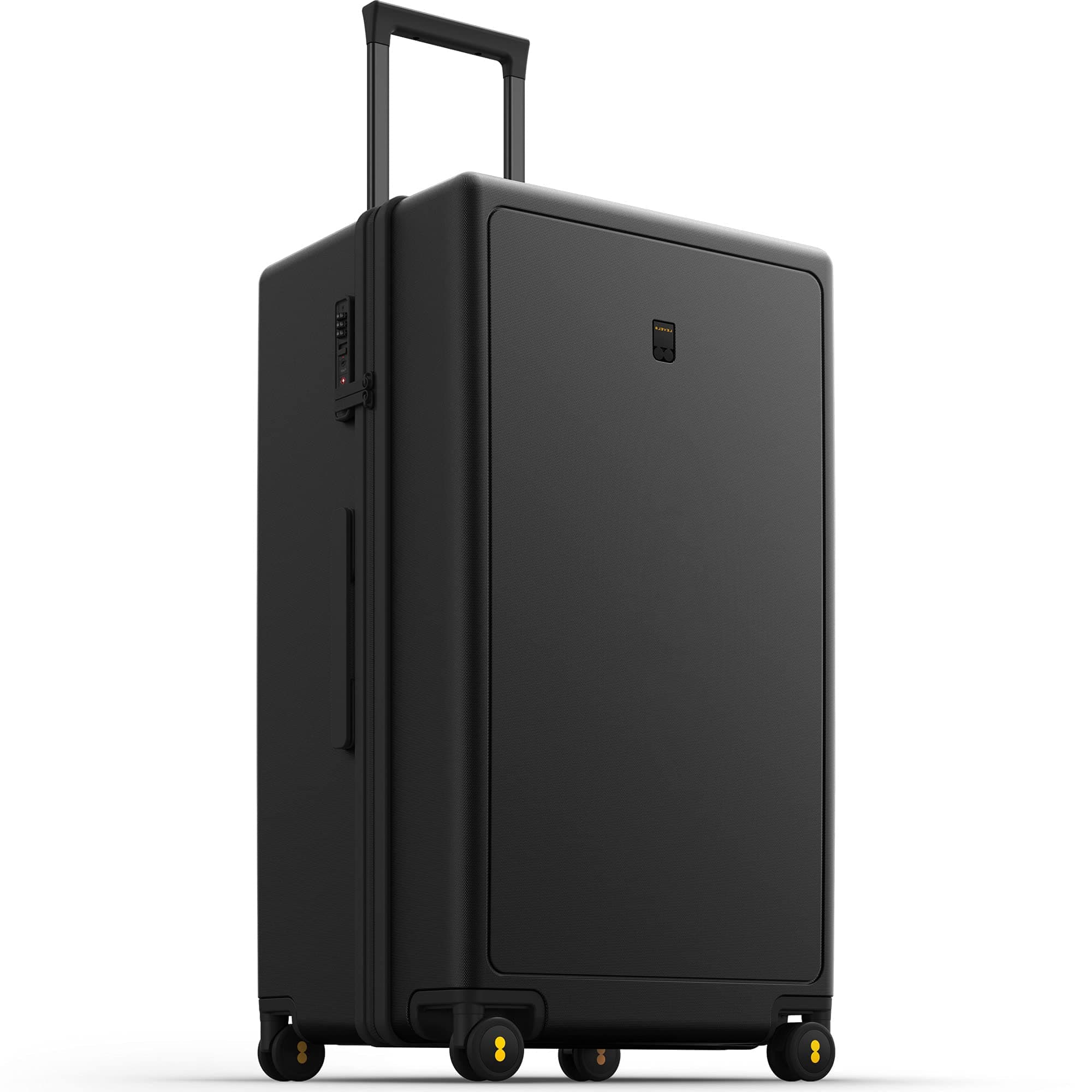Suitcase Hand Luggage 100% PC Lightweight Trolley Case Micro-Diamond Textured Design, Carry on Luggage with 4 Spinner Wheels, TSA Hard Shell(76cm, 105L, Black)