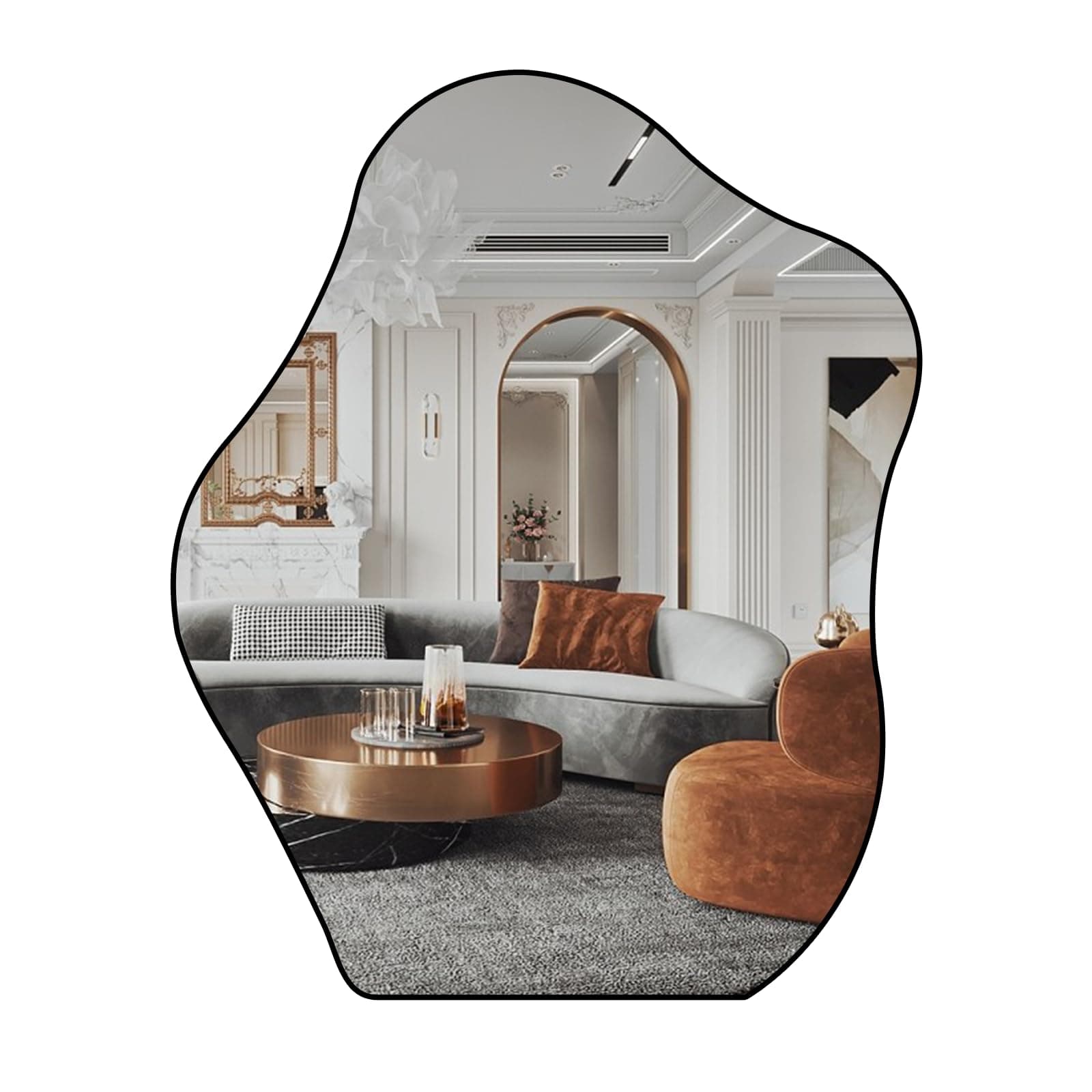 QDSSDECO Asymmetrical Wall Mounted Mirror, Wavy Mirror, Irregular Shaped for Living Room, Bedroom, Entryway, 18" x22"