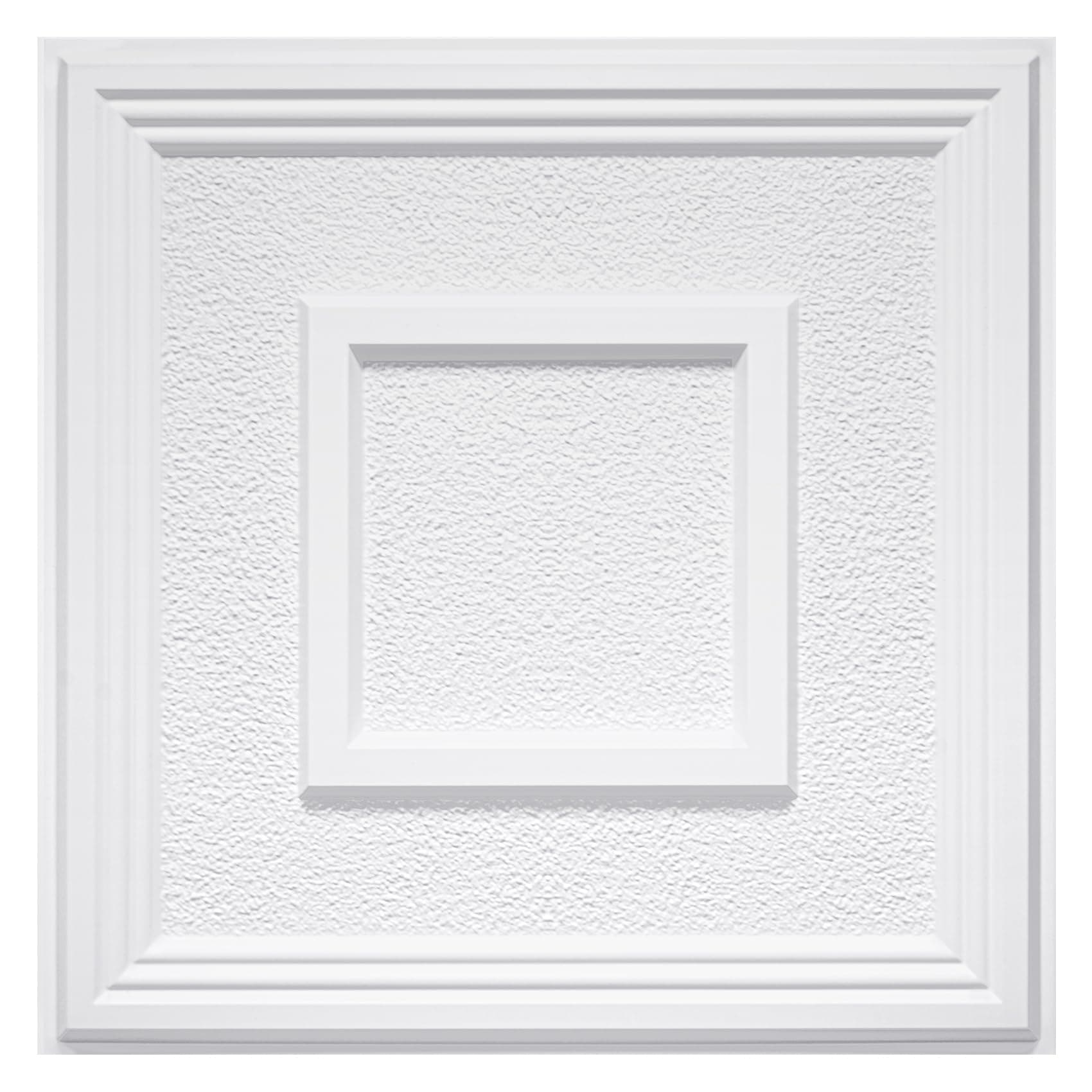 STICKGOO PVC Ceiling Tiles, 2'x2' Glue Up Ceiling Panel Popcorn Textured White to Prevent Breakage Cover 48 Sq. Ft, Pack of 12 Tiles