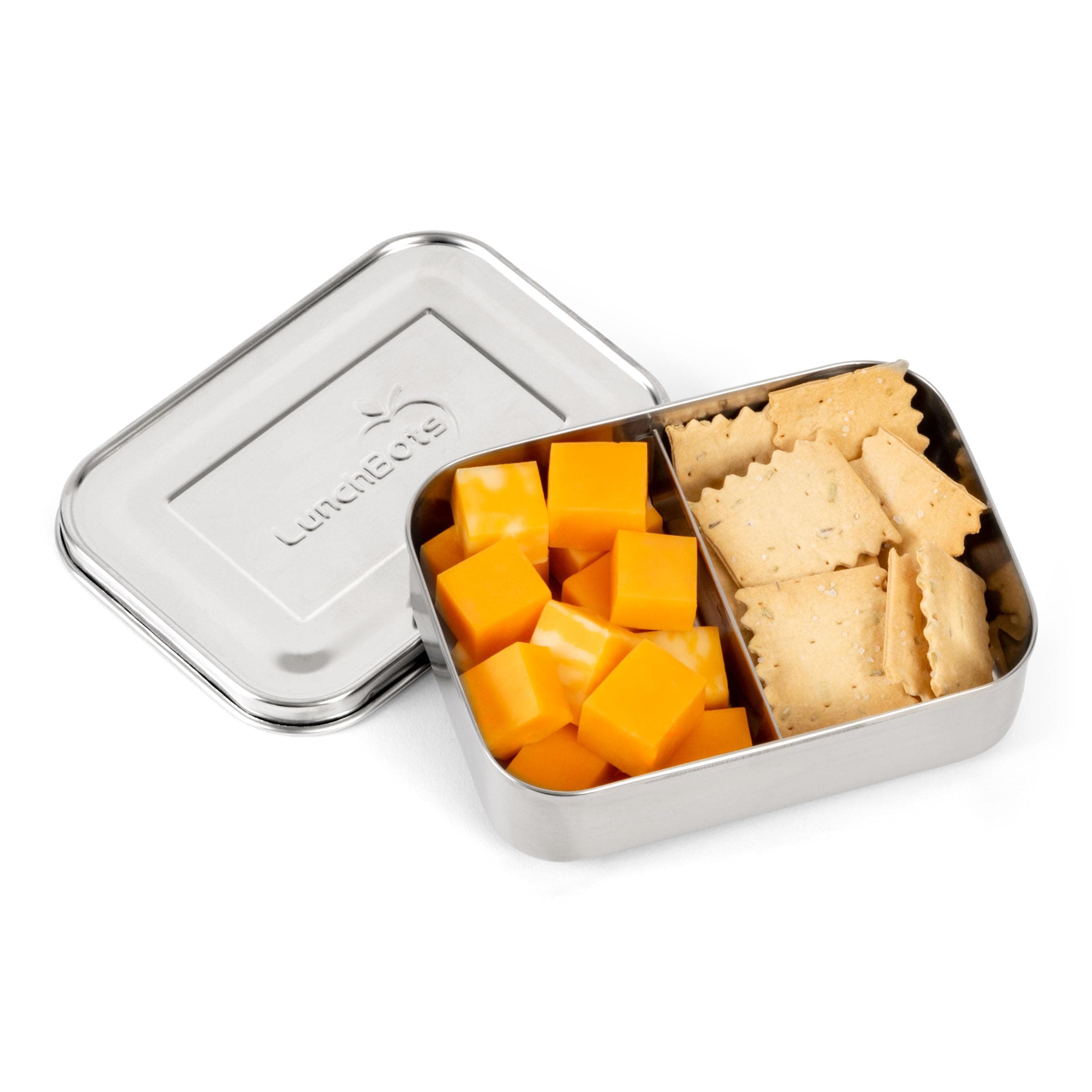 Small Snack Packer Bento Box - Extra Small Divided Stainless Steel Snack Container - 2 Compartments for Fruits, Vegetables and Finger Foods - Dishwasher Safe – Stainless Lid