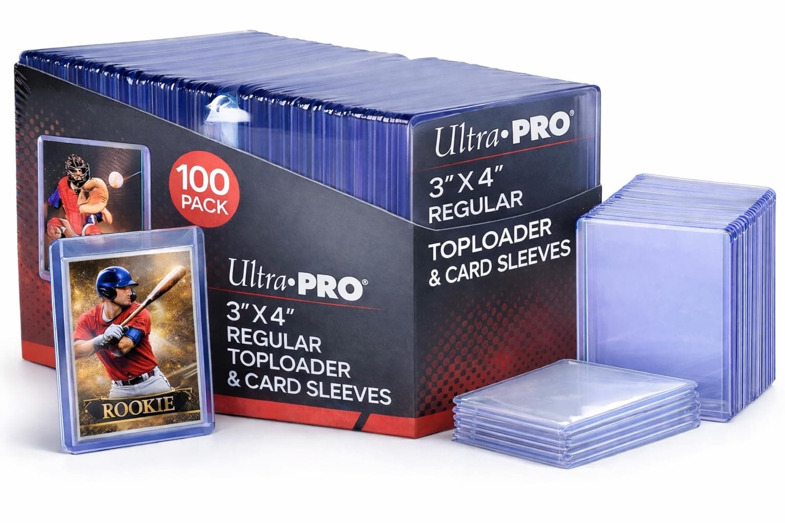 3" x 4" Clear Regular Top Loaders For Cards With Card Sleeves Bundle Standard Size 100ct Baseball Card Sleeves Trading Card Sleeve Baseball Card Protectors Toploader Card Protectors