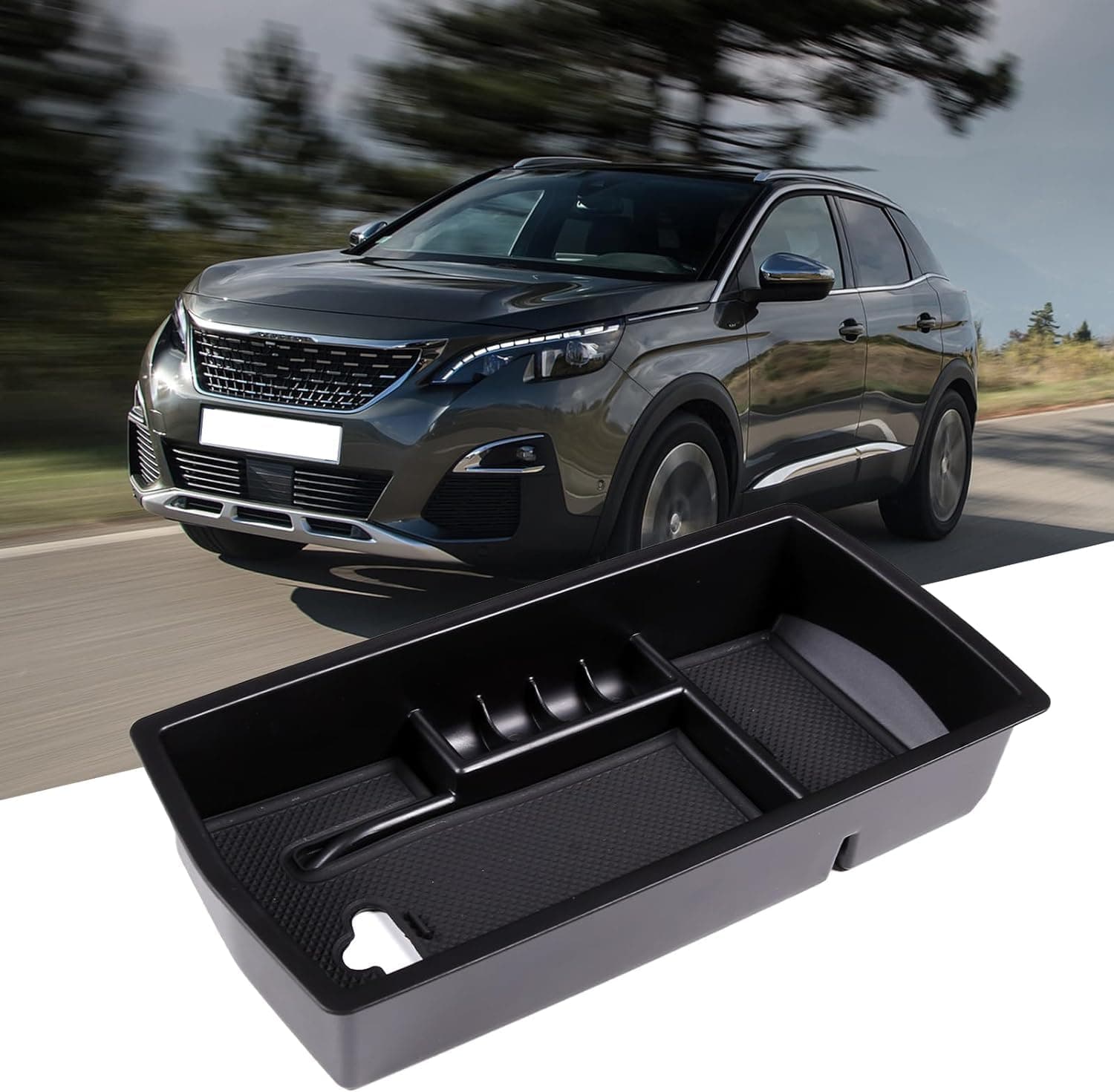 LLKUANG Car Central Armrest Storage Box Center Console Organizer Storage Box Container Holder Tray for Peugeot 3008 GT 2016-2021