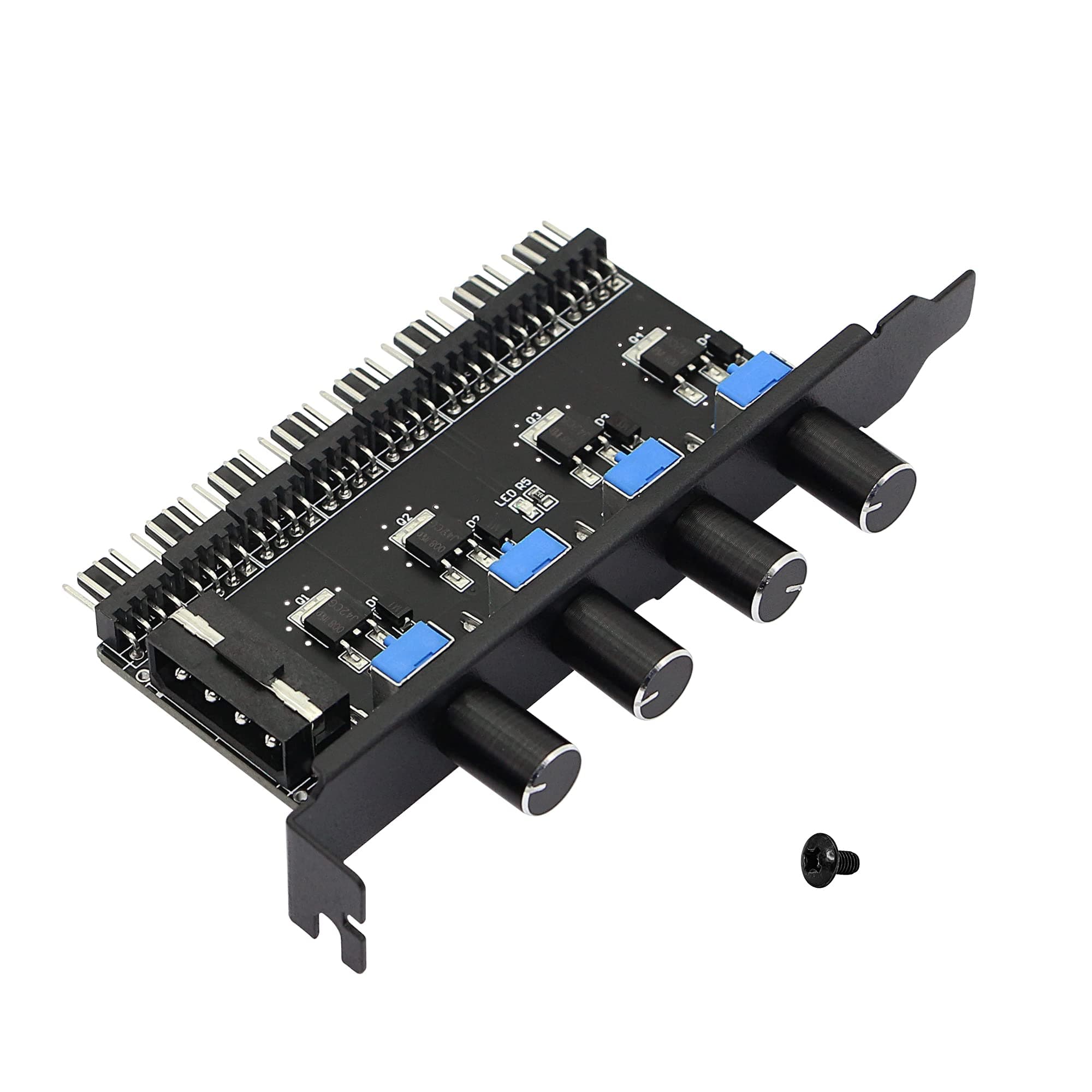 4 Knob Cooling Fan Speed Controller PC 8 Channels 12V Fan Hub for CPU Case HDD VGA PWM PCI Bracket- 4Pin Interface Power Supply (4 Pin 4Knob)