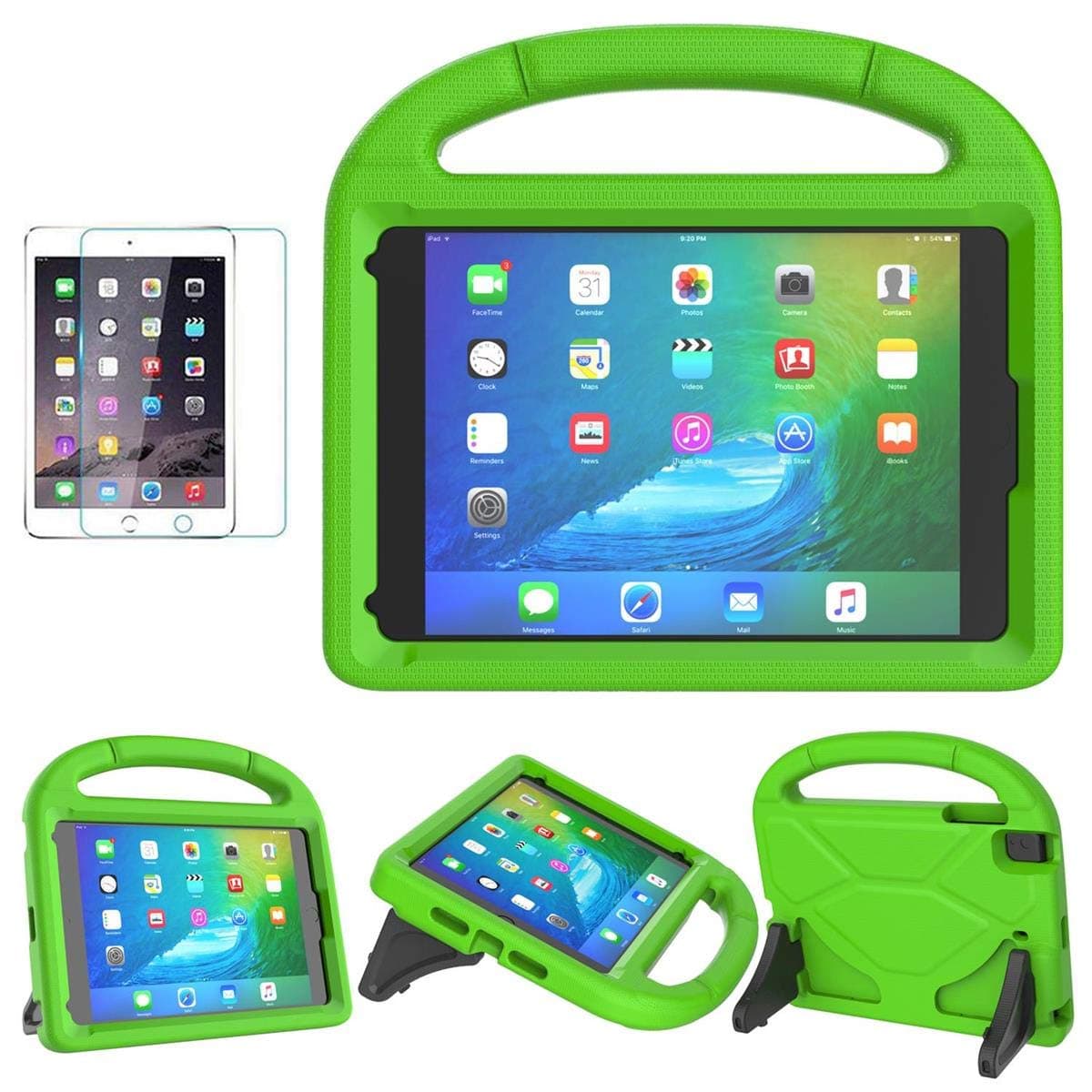 SUPLIK Kids Case for iPad mini 5/4/3/2/1 (7.9"), Durable Shockproof Handle Bumper Stand Cover with 2*Screen Protectors for 7.9 inch Apple iPad mini 5th/4th/3rd/2nd/1st Generation, Green