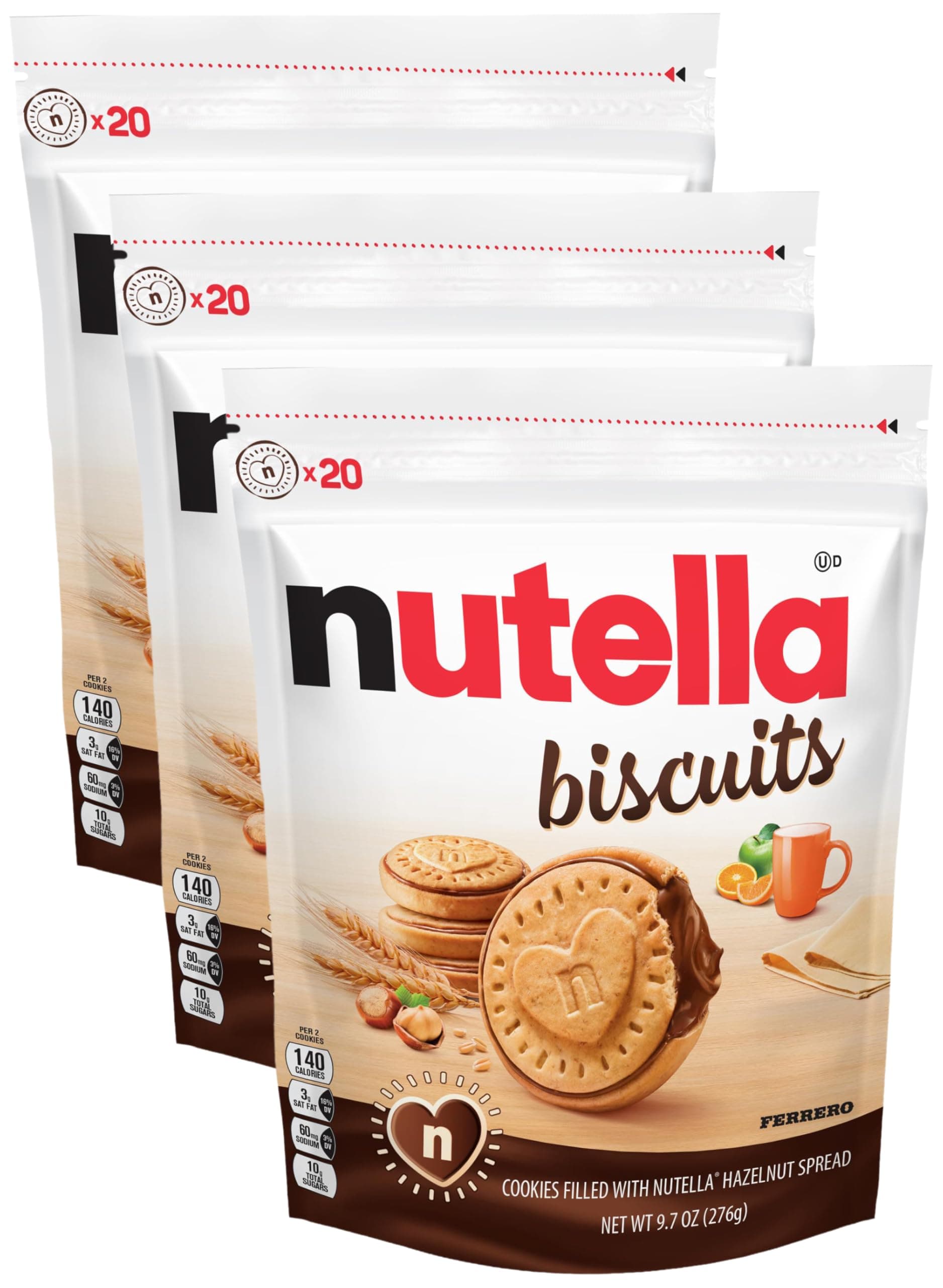 Biscuits, Hazelnut Spread With Cocoa, Sandwich Cookies, 20-Count Bag (Pack of 3)