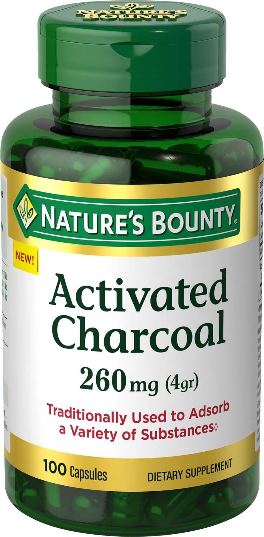 Nature's Bounty Activated Charcoal, 260 mg, 100 Capsules