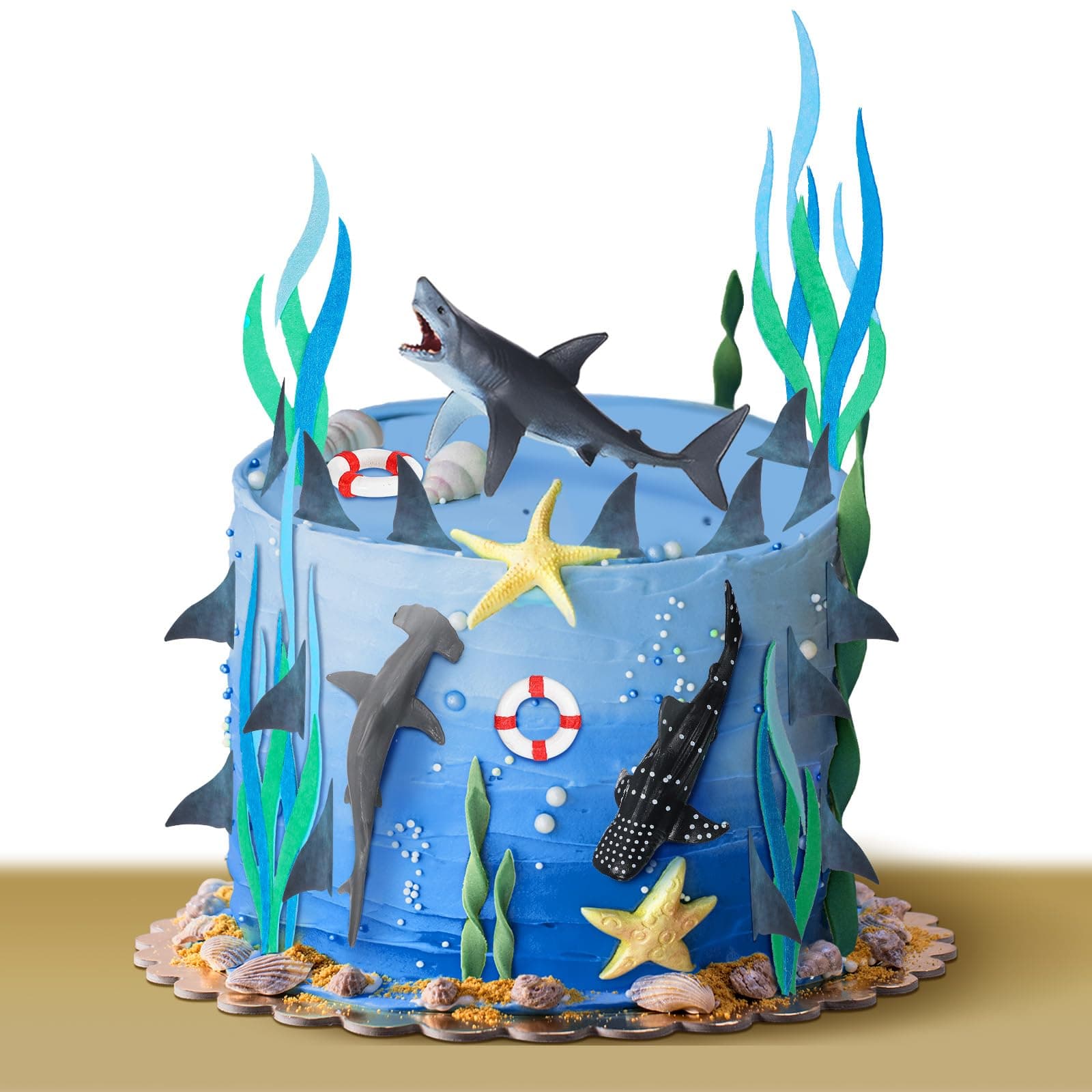 Geyee 18 Pack Shark Cake Toppers for Attack Sea Creatures Decor Shark Figurines Decorations Ocean Theme Cupcake Picks for Birthday Shower Party Favors Supplies