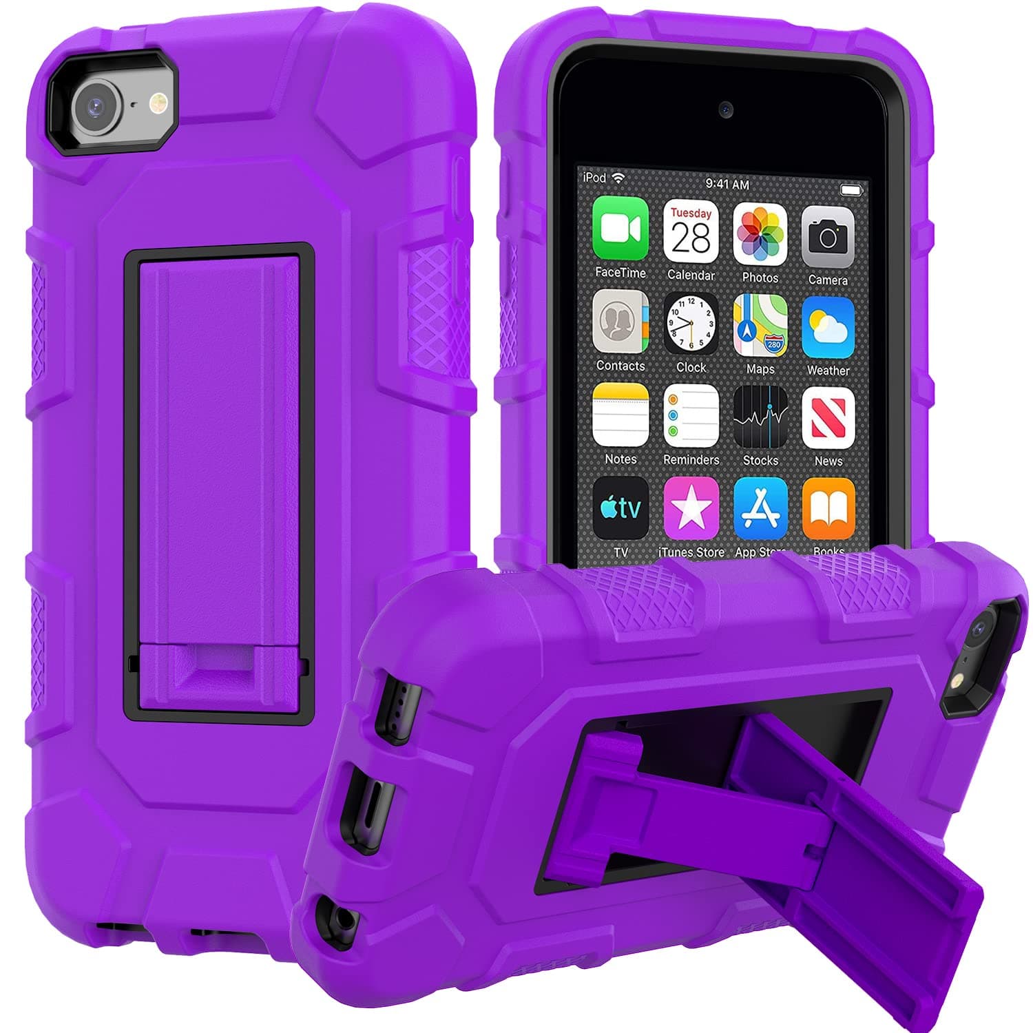 ZoneFoker for iPod Touch 7th Generation Case, iPod Touch 6th / 5th Generation Case Heavy Duty Shockproof Rugged Cover for Apple iPod Touch 7/6/5 Generation Case Purple