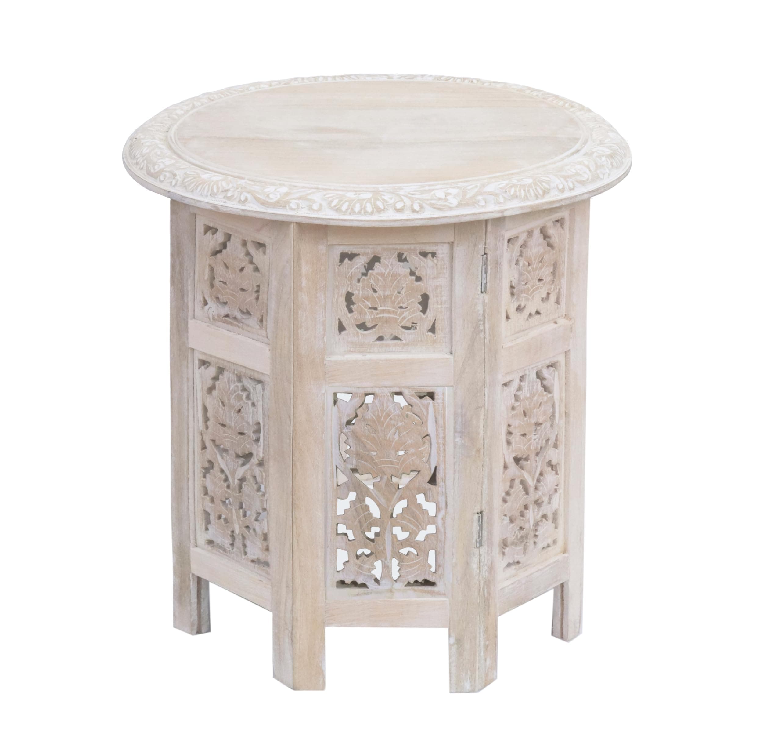 Hand Carved Vintage Boho Folding Side Table