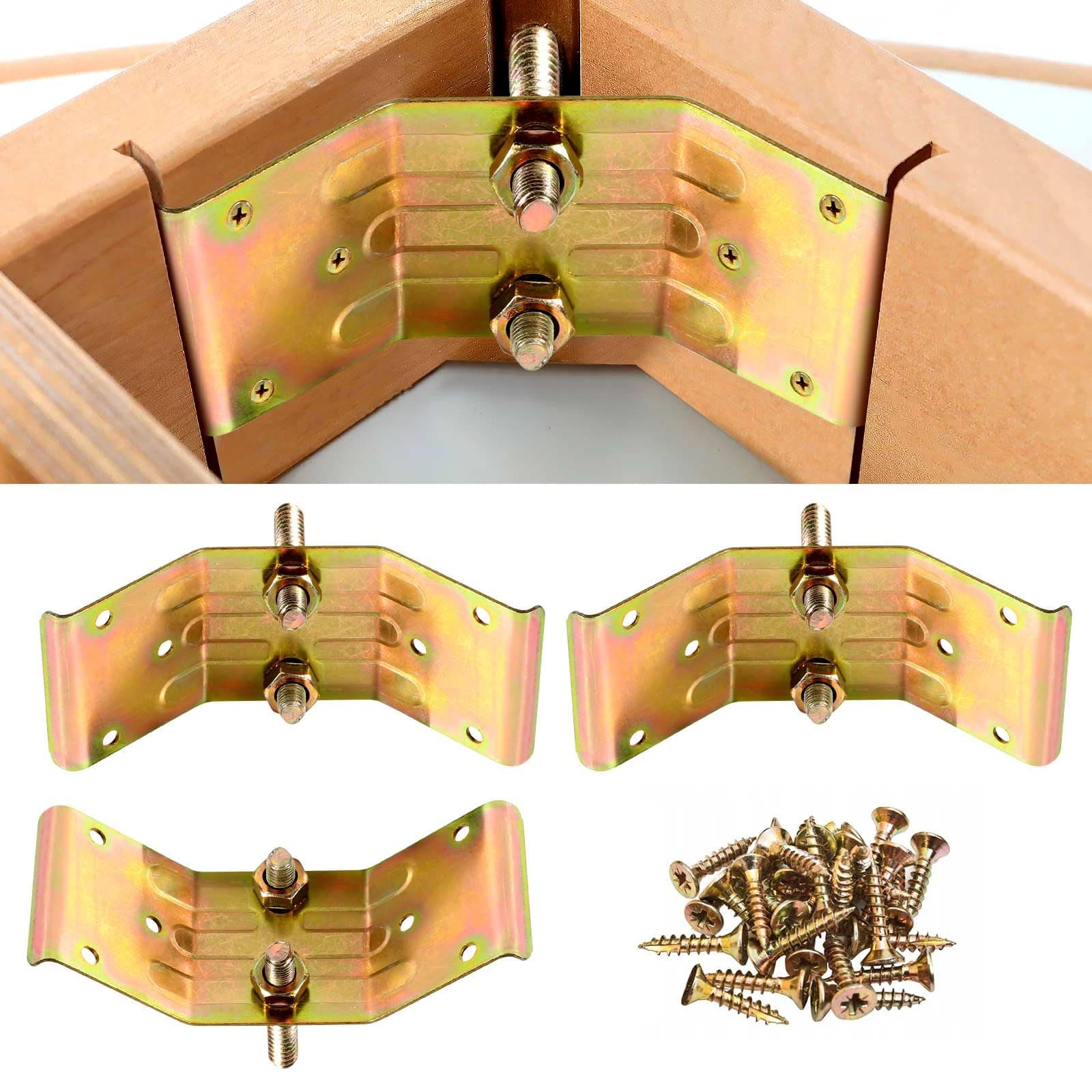 Pisman Table Leg Brackets Set of 4 Includes Screws,Table Leg Corner Bracket for Wood/Dining Table/Desk Legs/Bench Legs/Dining Repair Desks Hardware to Provide Strong Support for Legs and Skirts