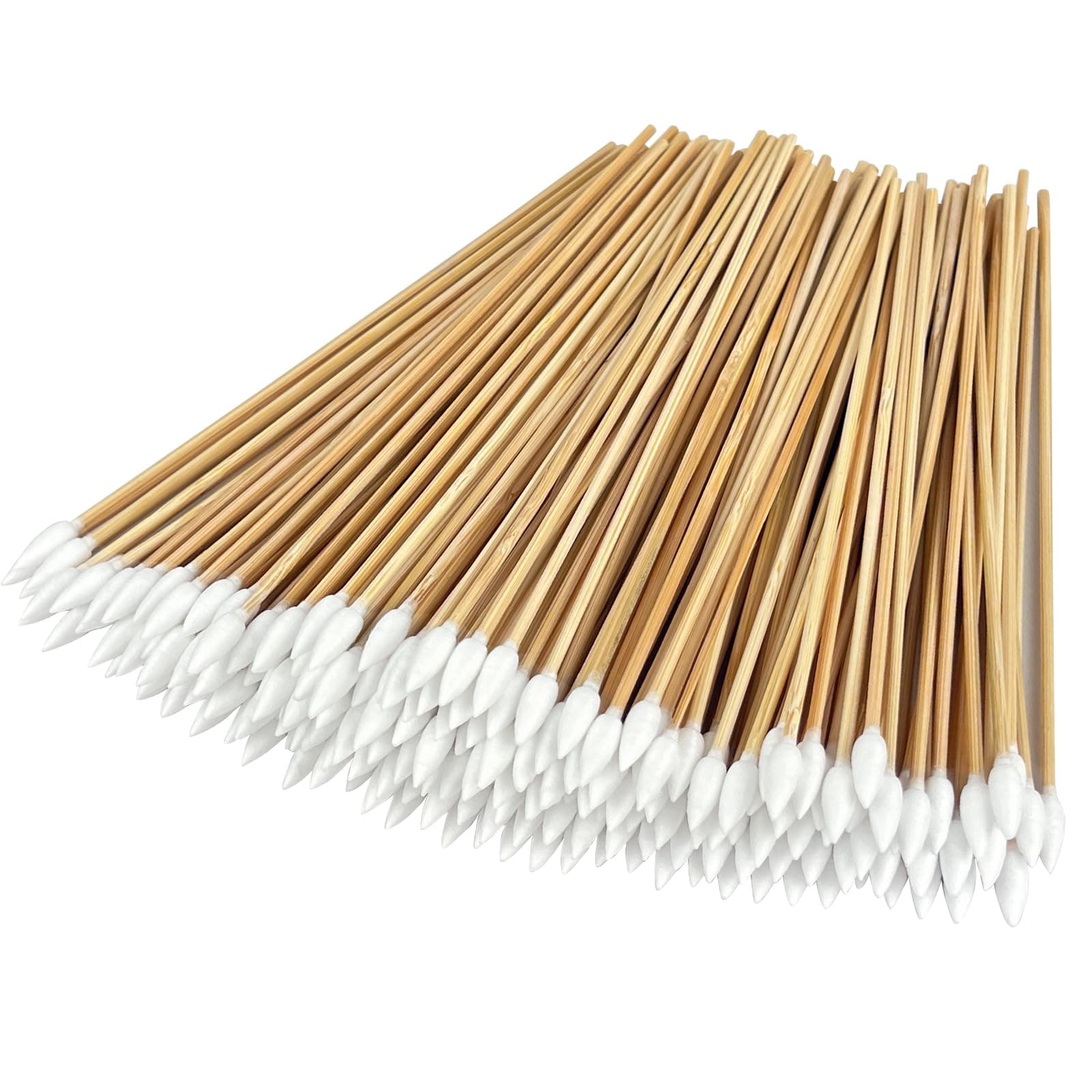 6-Inch Long Cotton Swabs for Precision Cleaning - Ideal for Electronics, Guns, Pet Care, Makeup, Crafts - Nature Cotton & Durable Wood for Enthusiasts in Health, Beauty (200 Pointed)