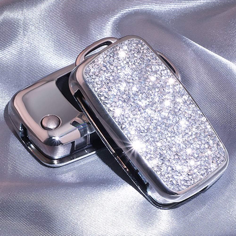 Royalfox(TM) 2/3 Buttons 3D Bling flip Folding Remote Key Fob case Cover for VW Volkswagen Mk6 Bora Jetta GTI Passat Golf Tiguan Touareg Beetle (Silver)