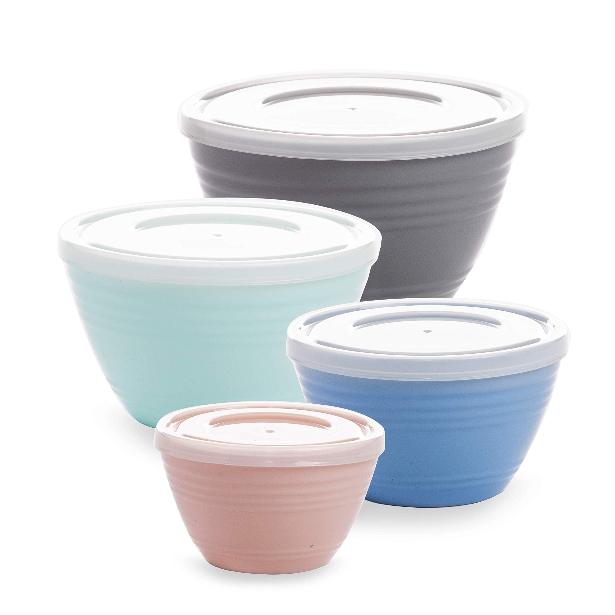 BINO Plastic Mini Prep Bowls with Lids Set - Plastic Bowl Set Prep Bowls for Kitchen