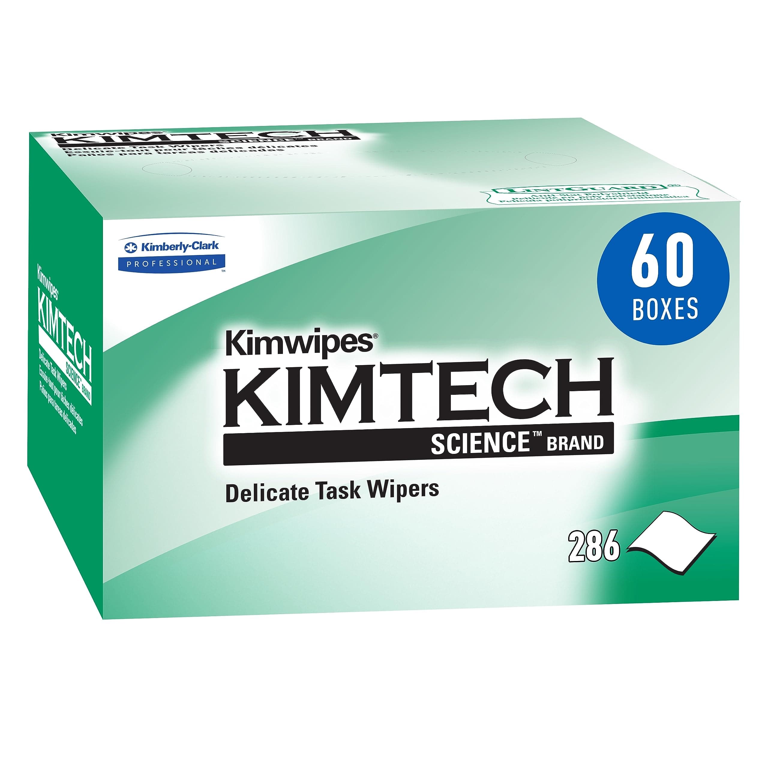 Kimberly-Clark 34155 Kimtech Science Kimwipes Delicate Task Disposable Wiper, 8-25/64" Length x 4-25/64" Width, White (Case of 60 boxes)