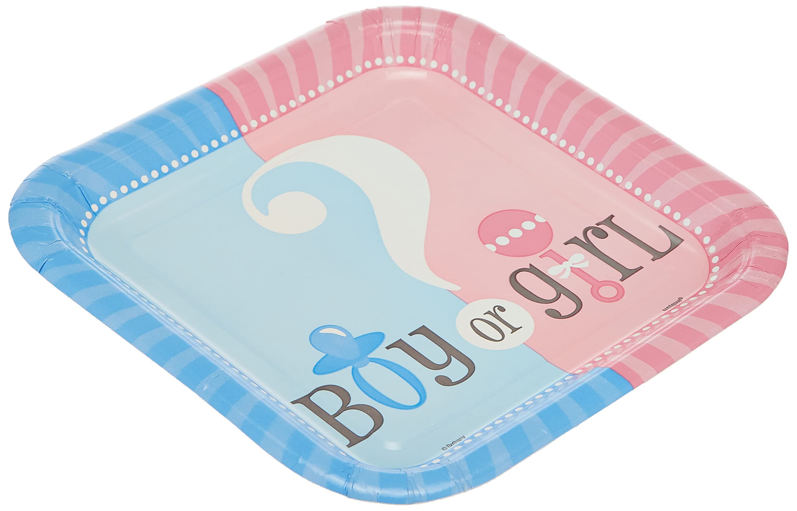 Square Gender Reveal Dessert Plates, 10ct
