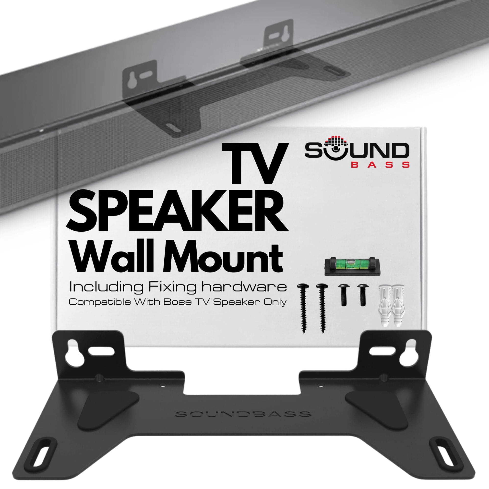 Sound Bass TV Speaker Wall Mount Bracket | Compatible with Bose TV Speaker Soundbar Only | Complete with Full Mounting Hardware Kit | Only Suitable for Bose TV Speaker Sound Bar | UK Design