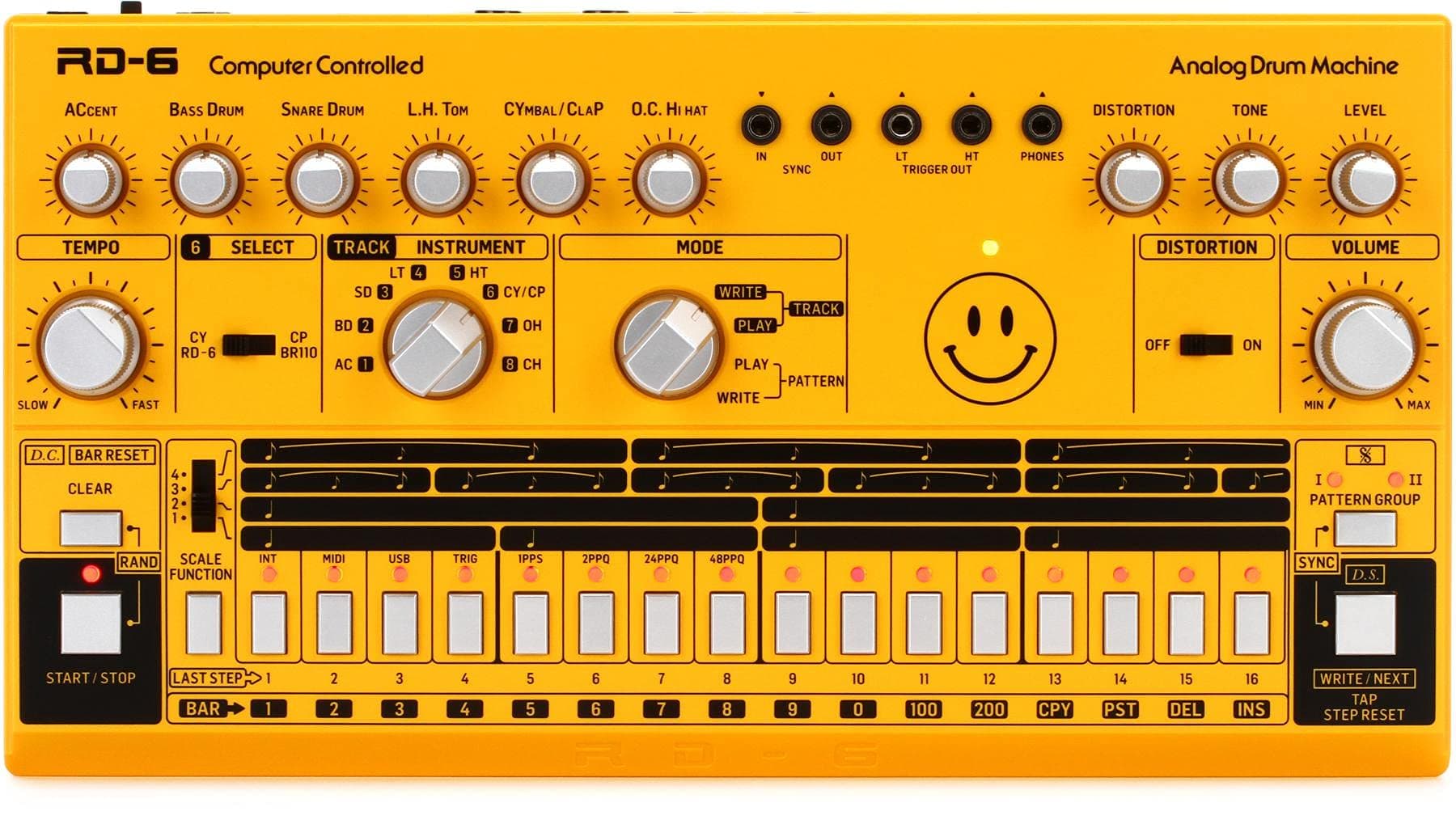 RHYTHM DESIGNER RD-6-AM Analog Drum Machine with 8 Drum Sounds, 64 Step Sequencer and Distortion Effects