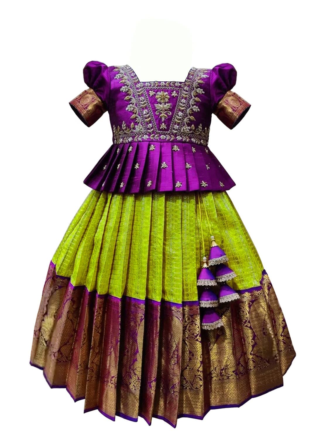 Girls Polyester Blend Readymade Lehenga Choli Set