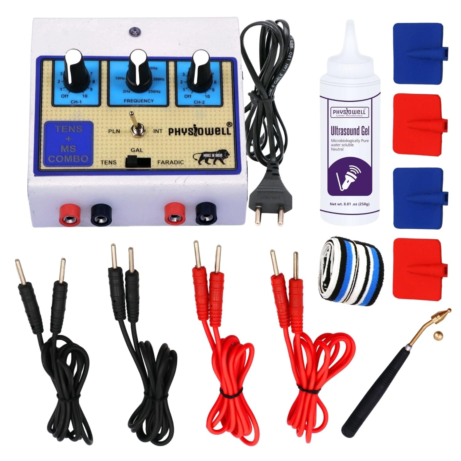 Physiowell TENS & MS Combo Physiotherapy Machine | Muscle Stimulator & Electrotherapy Device for Pain Relief | TENS Machine for Nerve Pain, Muscle Pain & Rehab | Portable Physio Equipment with Electrodes & Cables