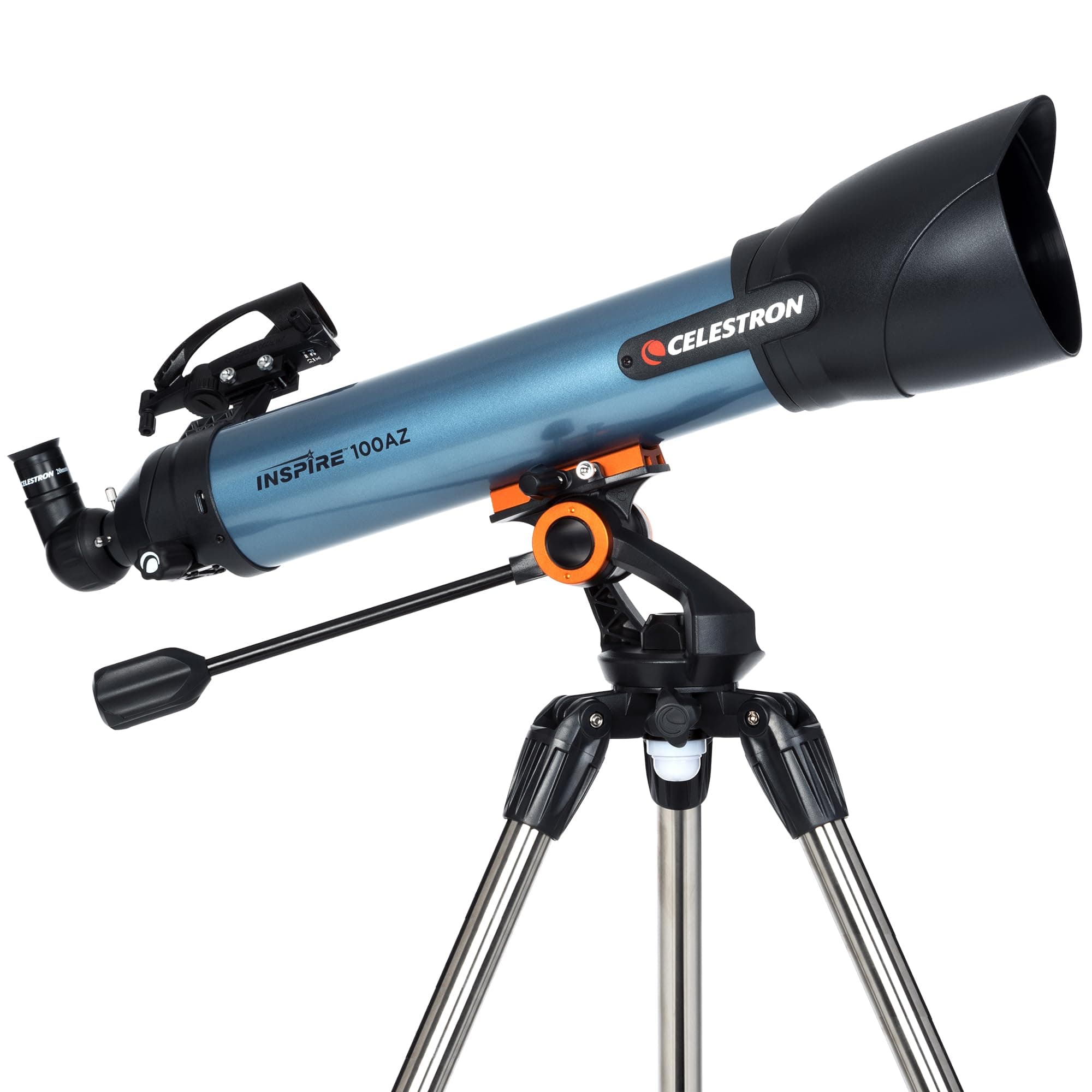 22403 Inspire 100AZ Refractor Smartphone Adapter Built-In Refracting Telescope - Blue