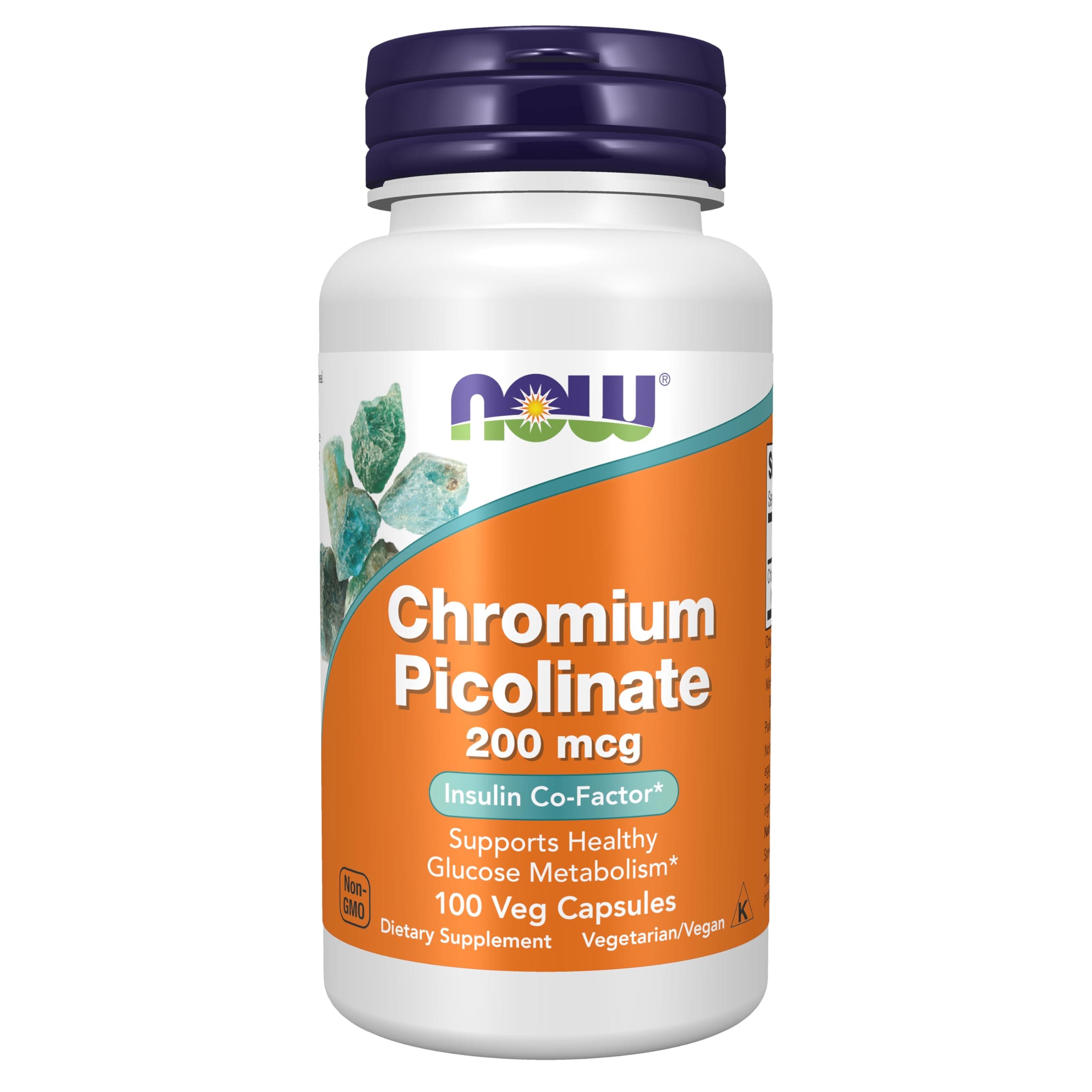 NOW Supplements, Chromium Picolinate 200 mcg, Insulin Co-Factor*, 100 Veg Capsules