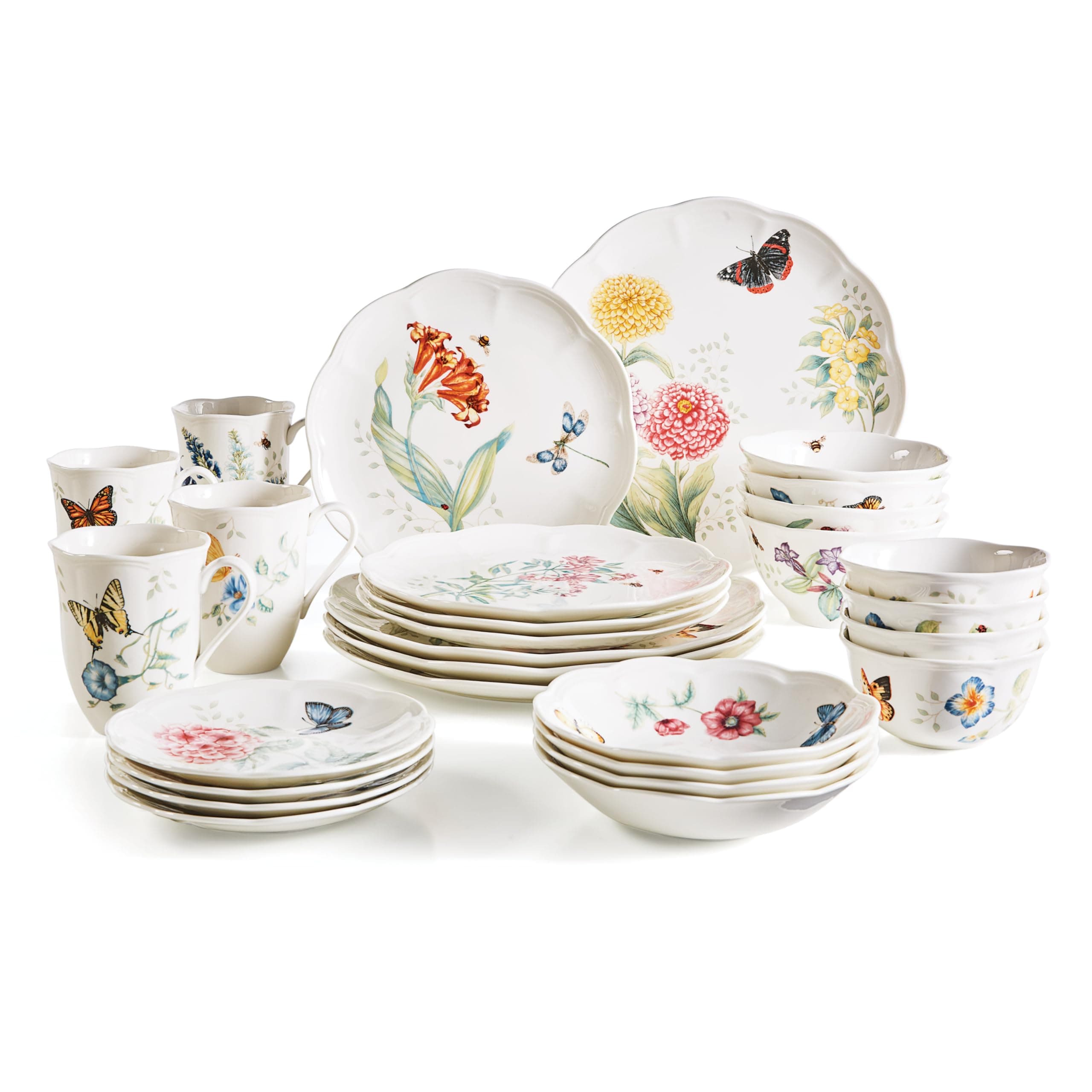 Lenox 865075 Butterfly Meadow 28-Piece Dinnerware Set Multicolor