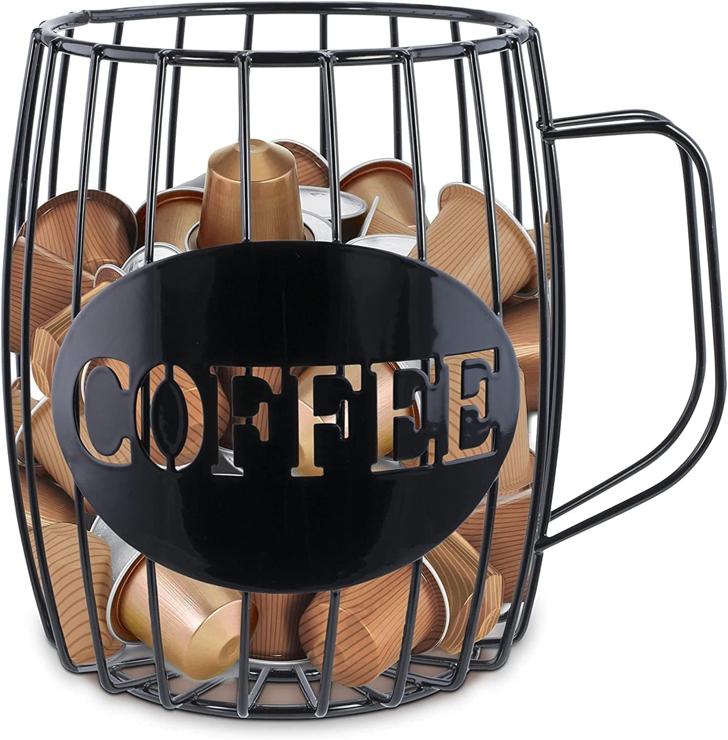 INDIDECOR 48451 Classic Space saving Coffee Pod Drawer Holder for K Cup,Classic Coffee Pod Holder Mug - Coffee Pod Organizer 7″ Tall x 6″ Diameter - Black