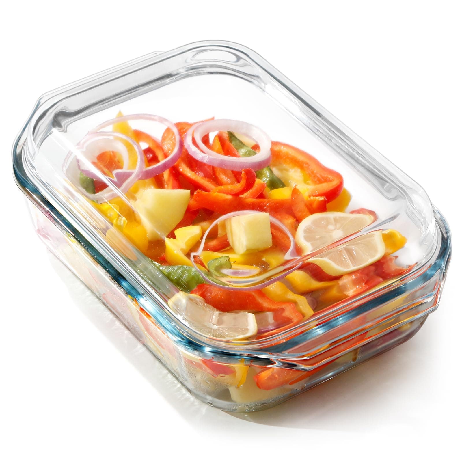 NUTRIUPS 2 QT Rectangular Glass Casserole Dish With Lid, (11.8×7.5×4in) Glass Casserole Dish for Oven