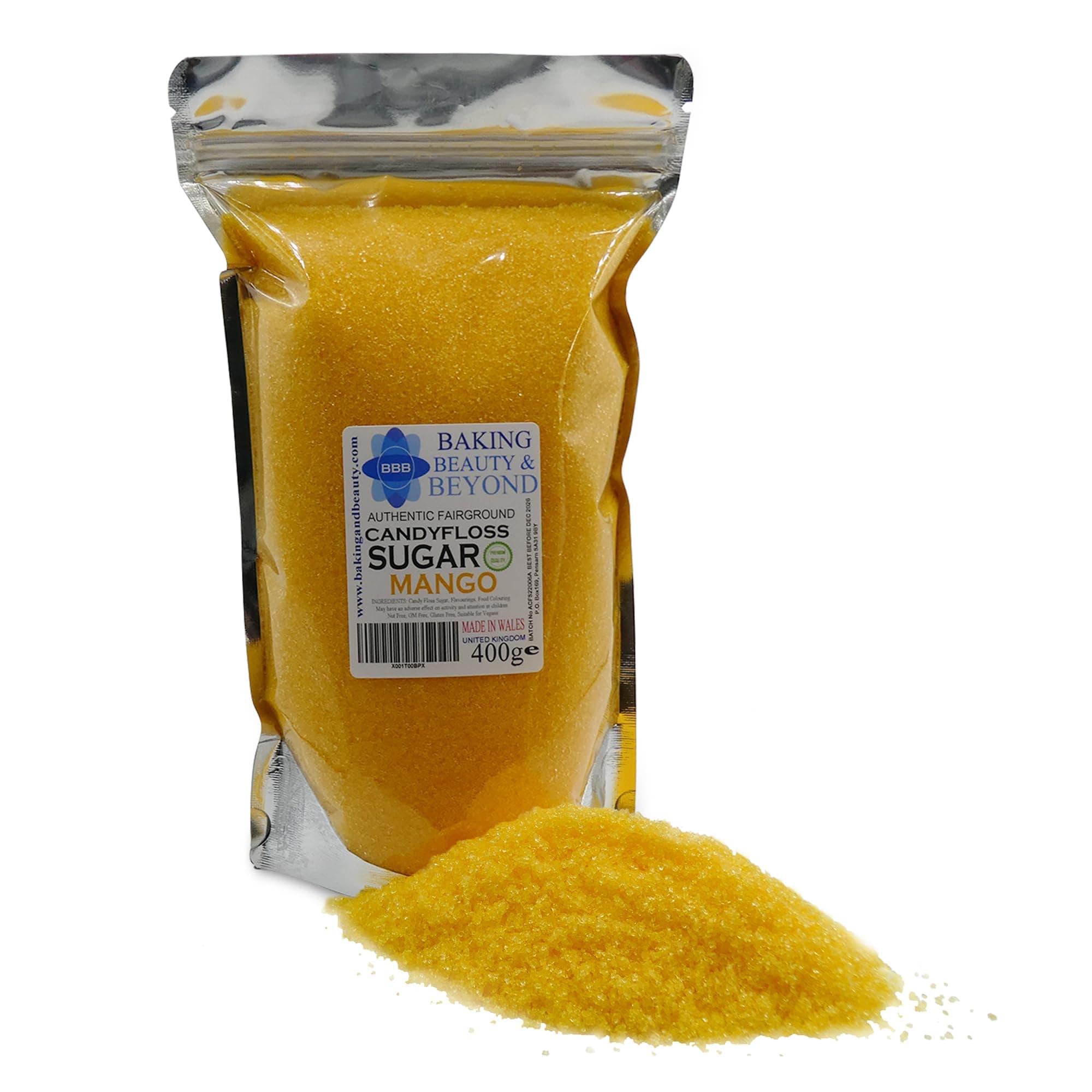 – Baking Beauty and Beyond Premium Candy Floss Sugar 400g - Mango Flavour