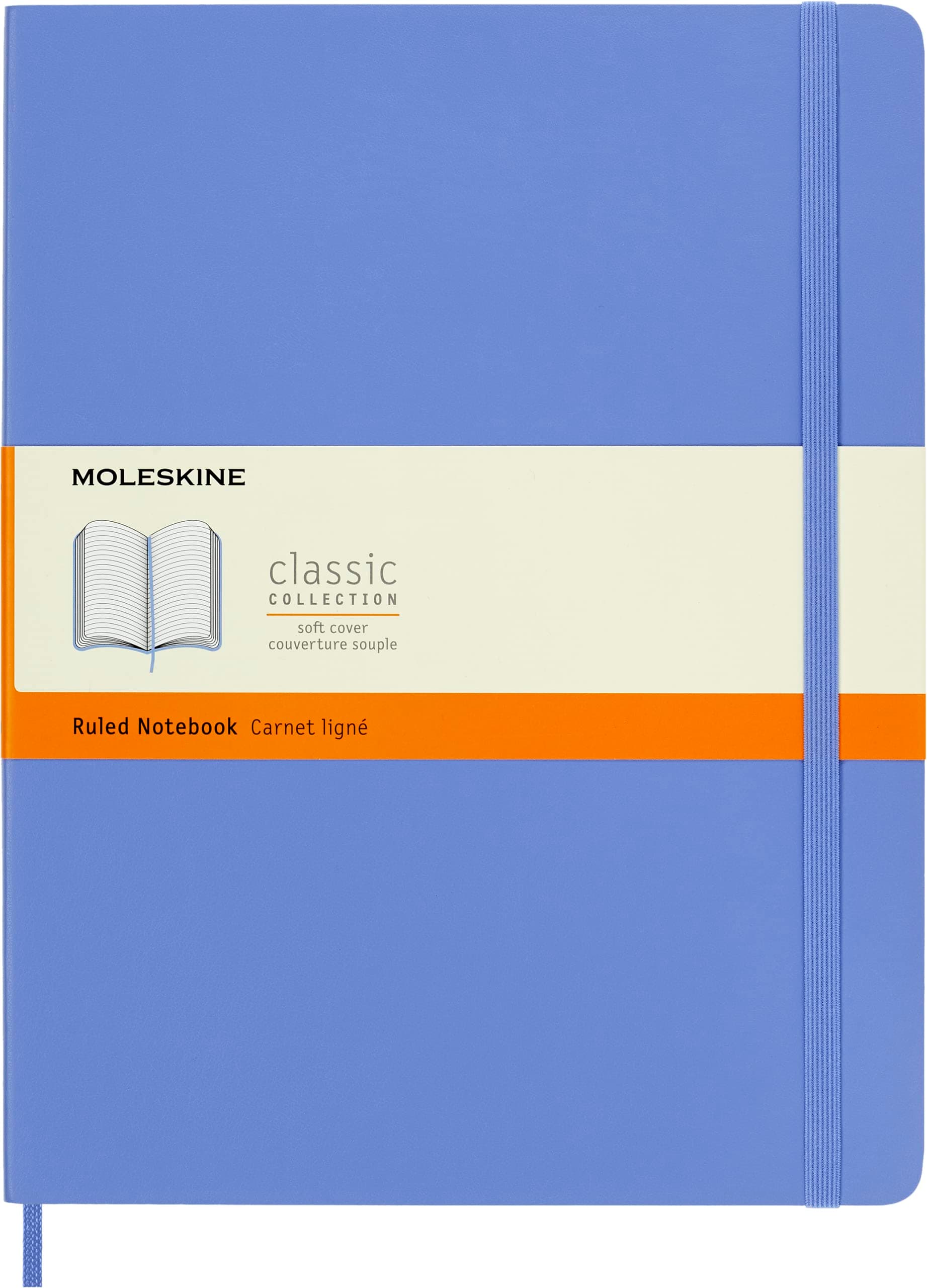 Moleskine Classic Notebook, Extra Large, Ruled, Hydrangea Blue, Soft Cover (7.5 X 9.75)