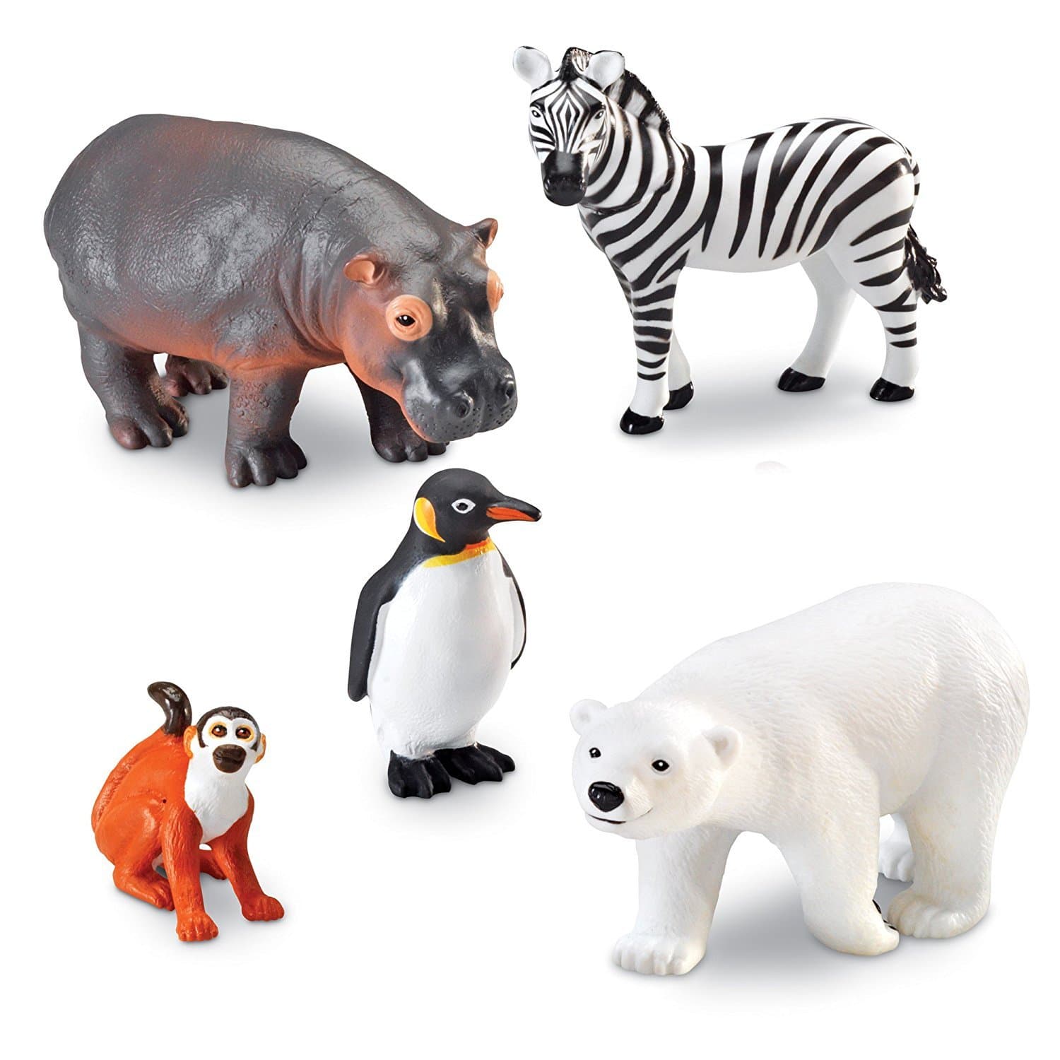 – Jumbo Zoo Animals I Monkey, Penguin, Zebra, Polar Bear, and Hippo, 5 Animals, Ages 2+
