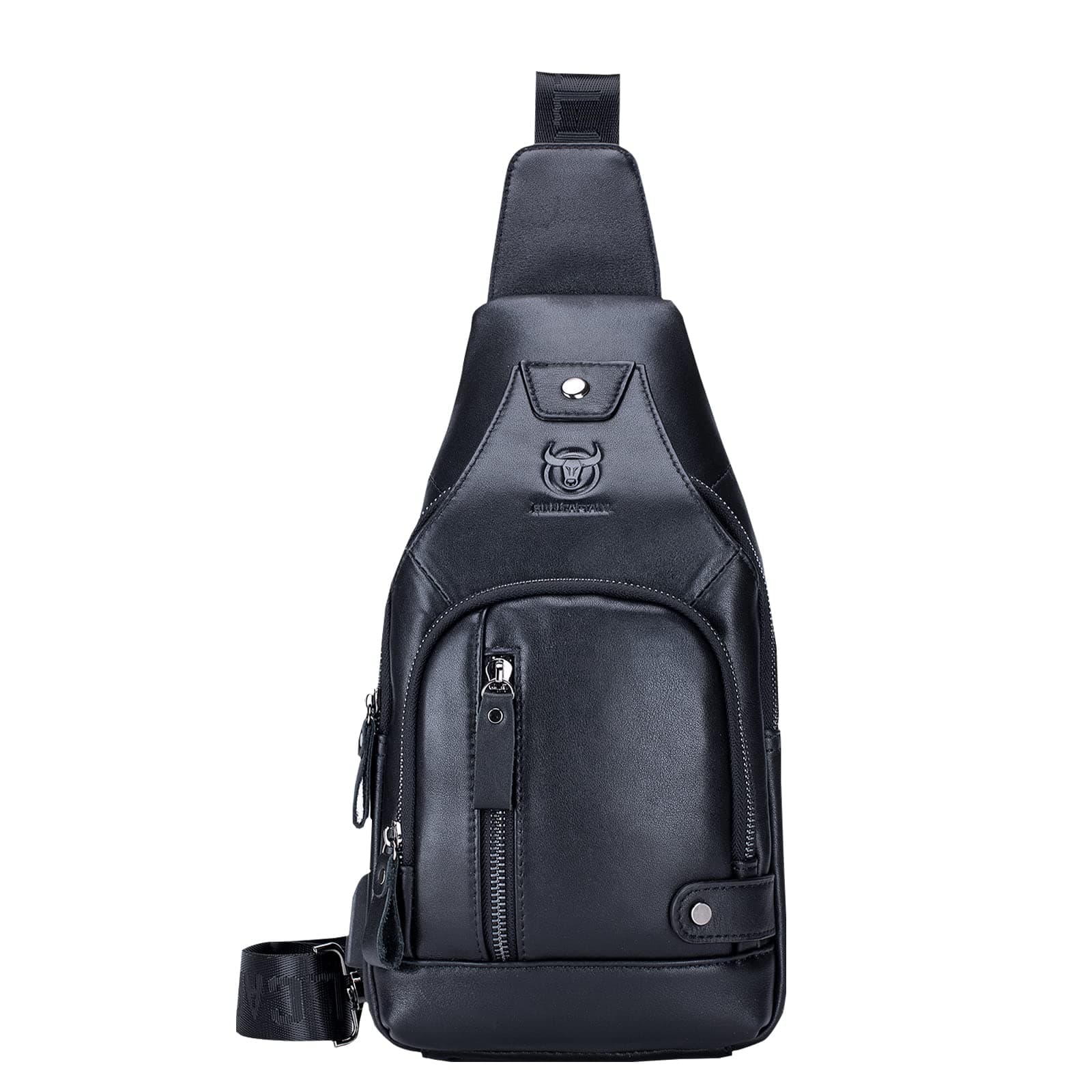 LUKZIJAES Genuine Leather Sling Bag for Men