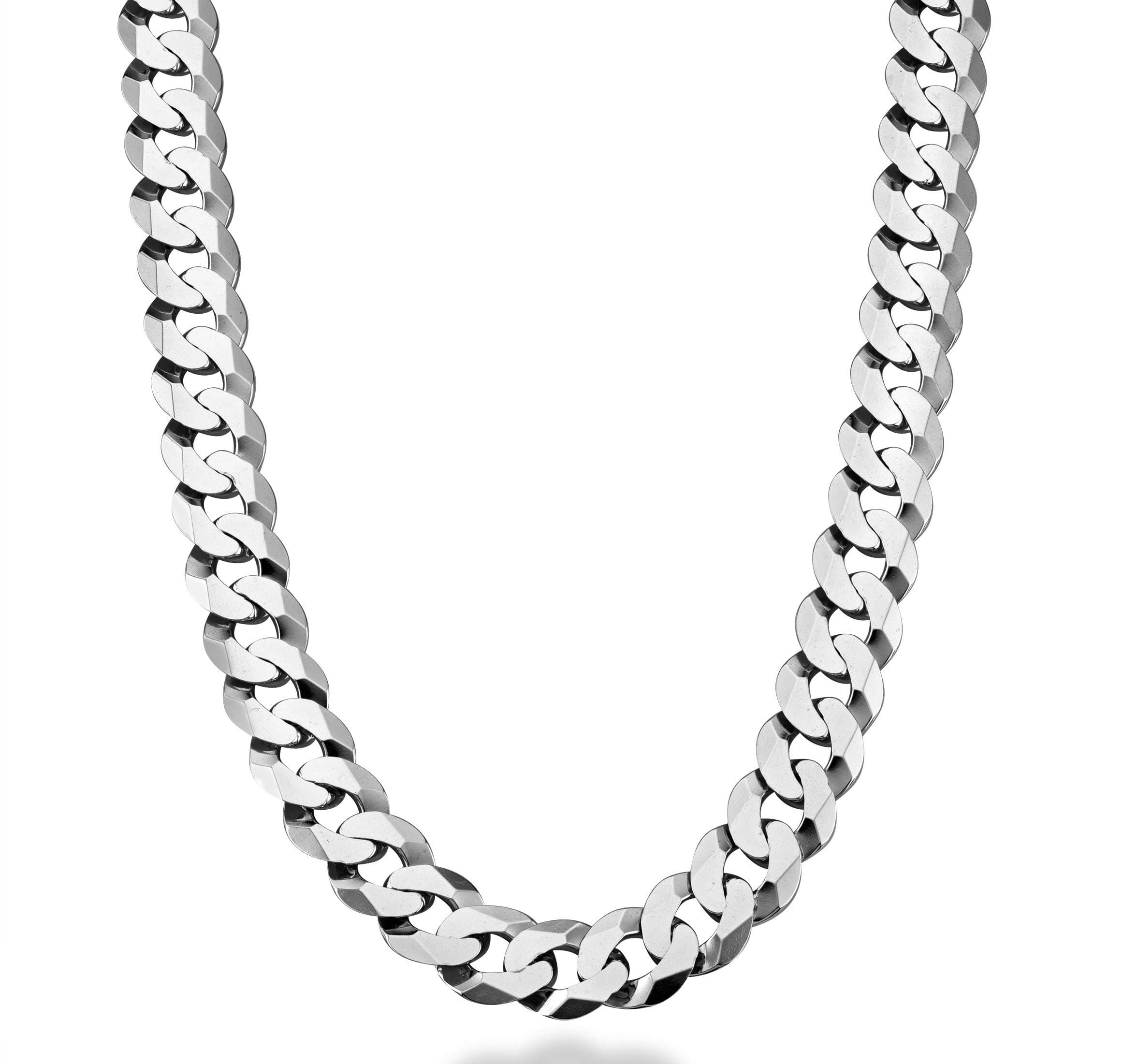 Miabella Italian Solid 925 Sterling Silver 12mm (1/2 Inch) Diamond-Cut Cuban Link Curb Chain Necklace For Men Made in Italy