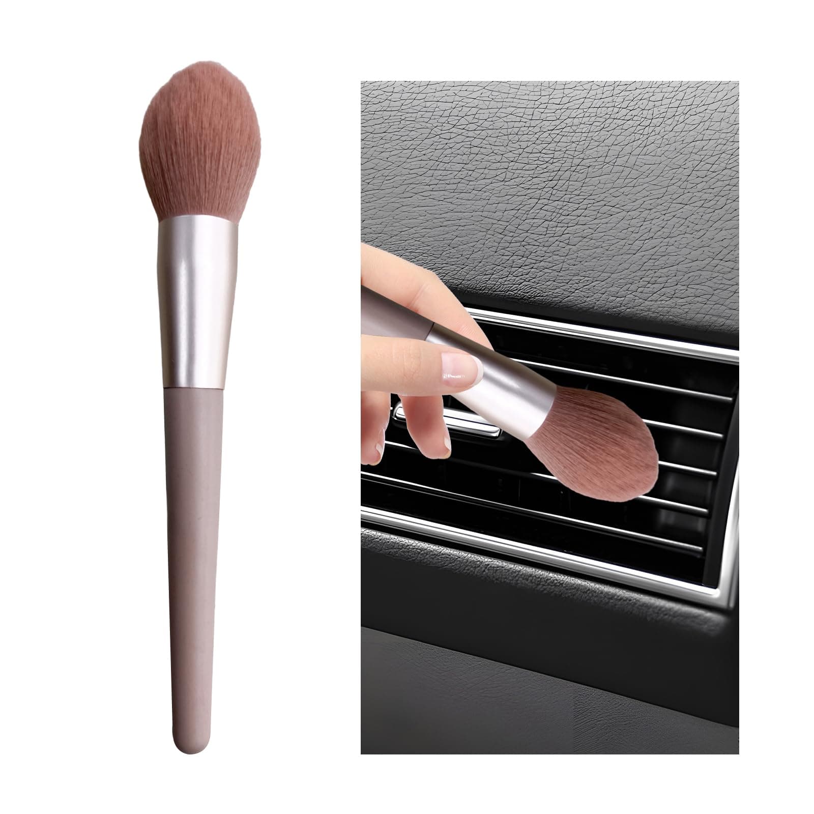 Car Interior Dust Brush, Soft Scratch Free Auto Detailing Brushes, Universal Vehicle Interior Cleaning Tool for Automotive Dashboard, Air Vents, Leather(Long Pink)