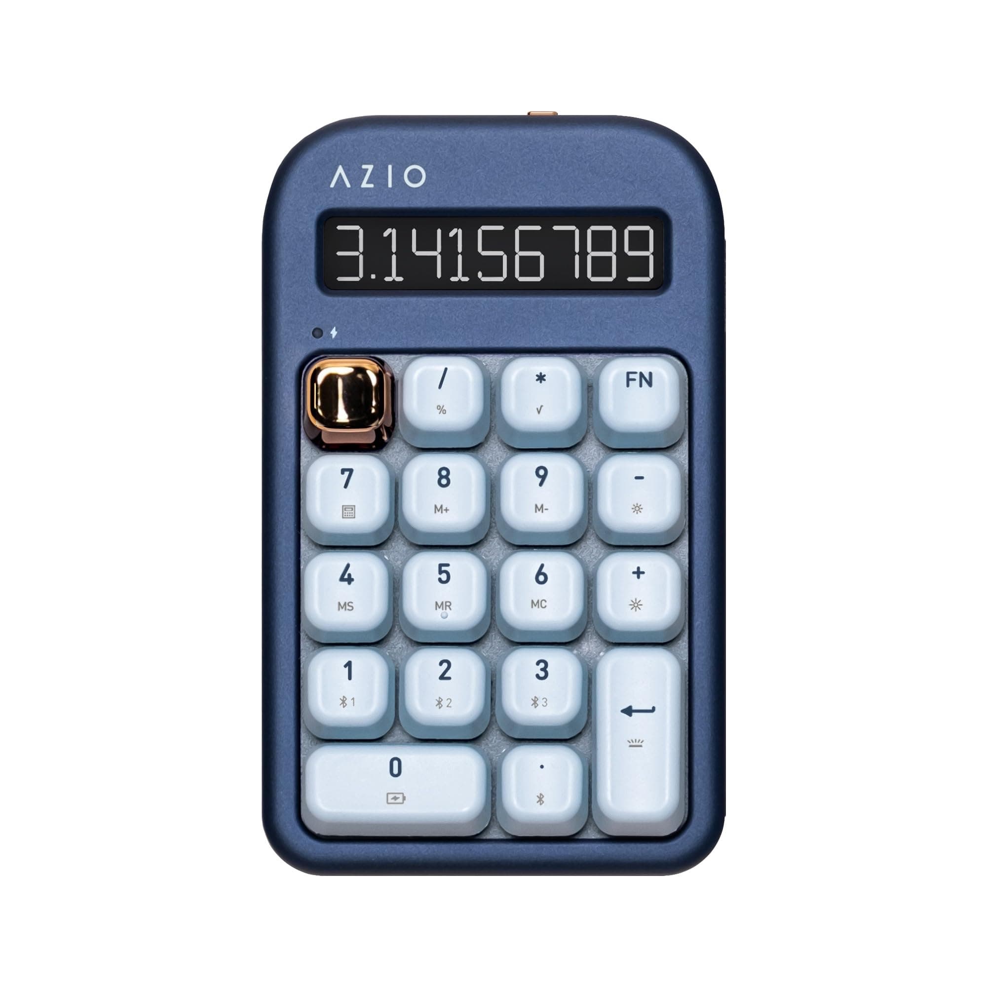 IZO Wireless Mechanical Calculator & Number Pad - Bluetooth 5.0 & USB, Gateron-Blue Mechanical Switch, 9 Backlight Modes, Rechargeable, PC & Mac Compatible, Blue Iris (IN105)