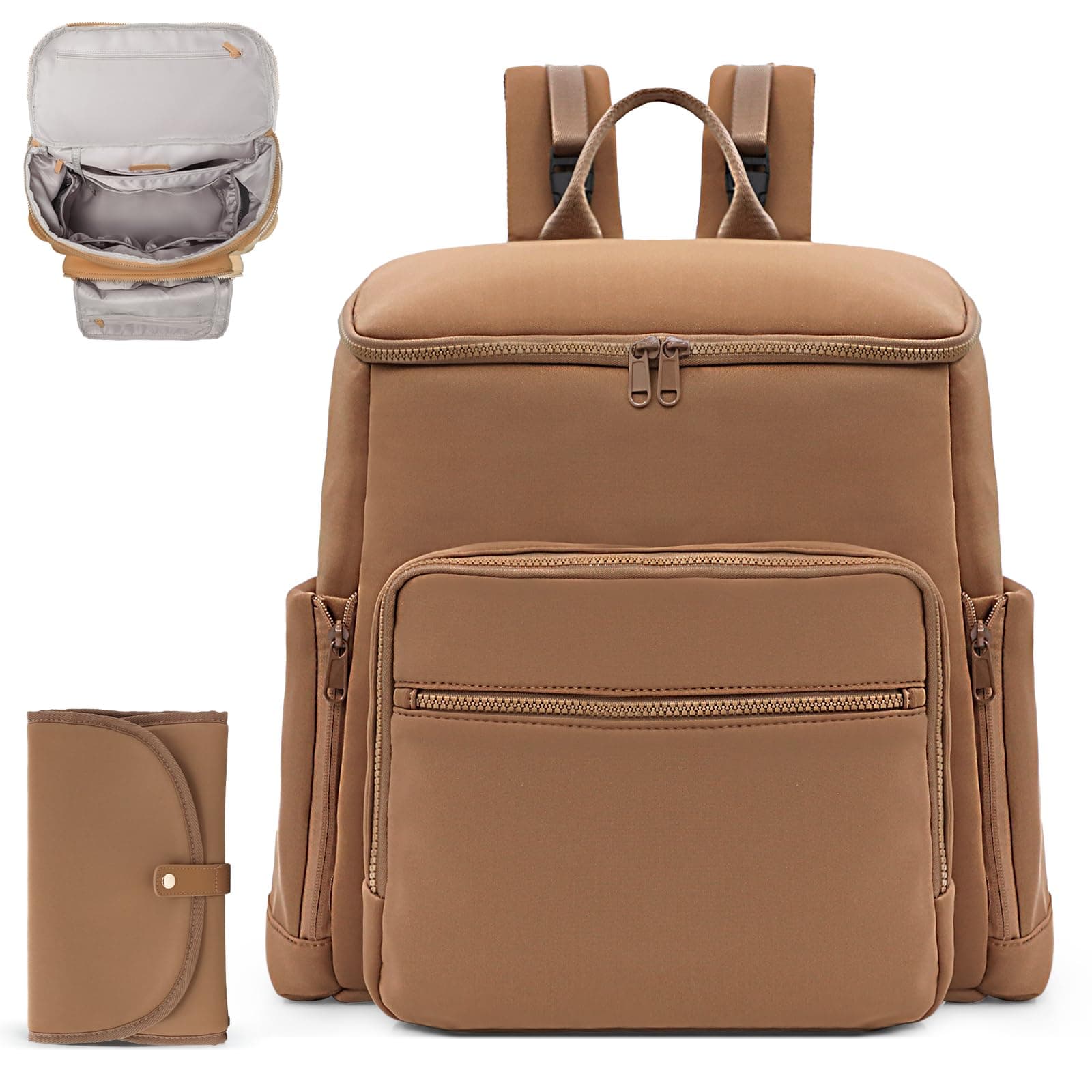 Diaper Bag Backpack, Neoprene Bag Backpack 16 Pocket, 4 Insulated Pockets, Baby Bag with Changing Pad