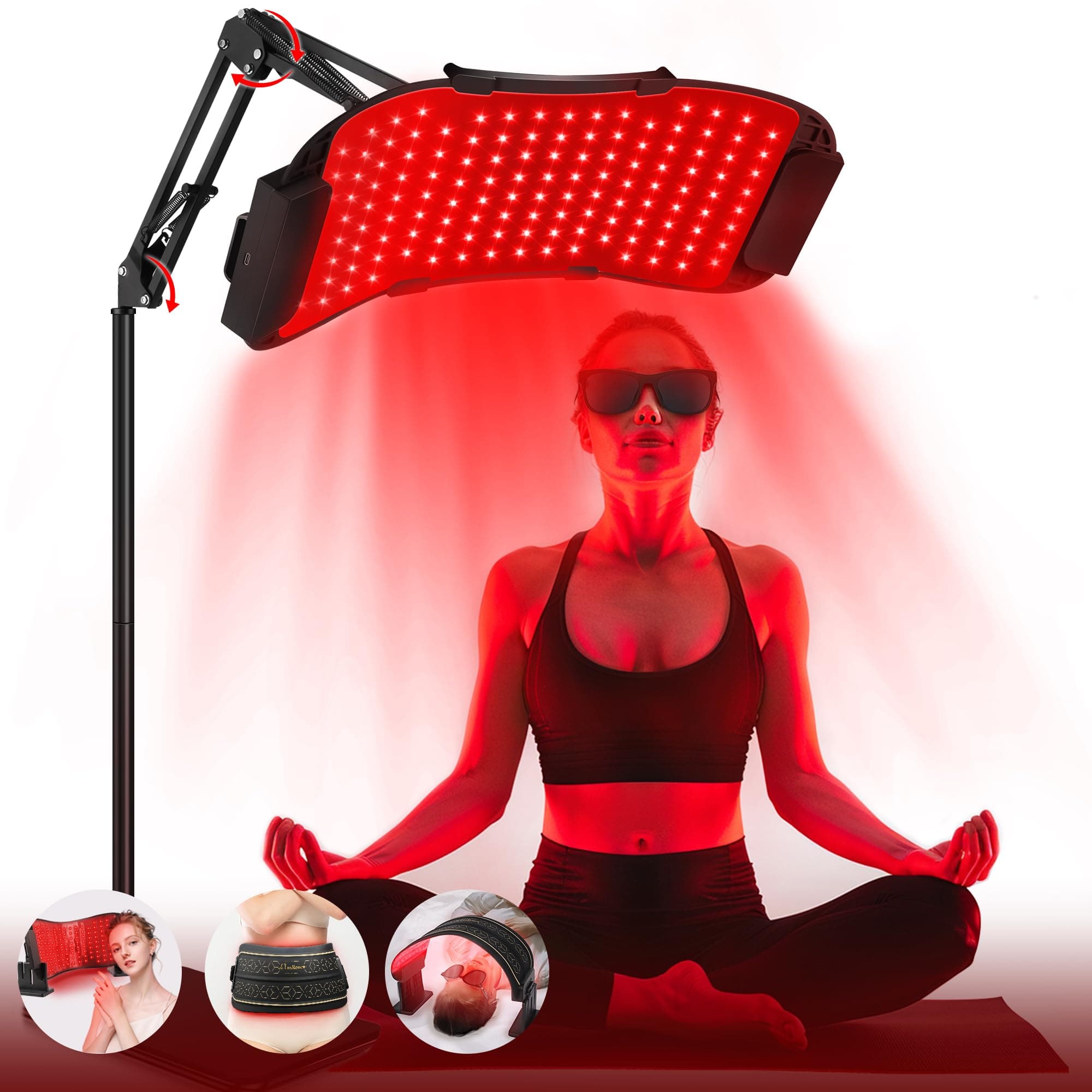 Multifunction Red Light Therapy for Body and Face, 850nm Near-Infrared Light Therapy LED Mask Facial Body Beauty Equipment for Skin Care at Home, with Stand