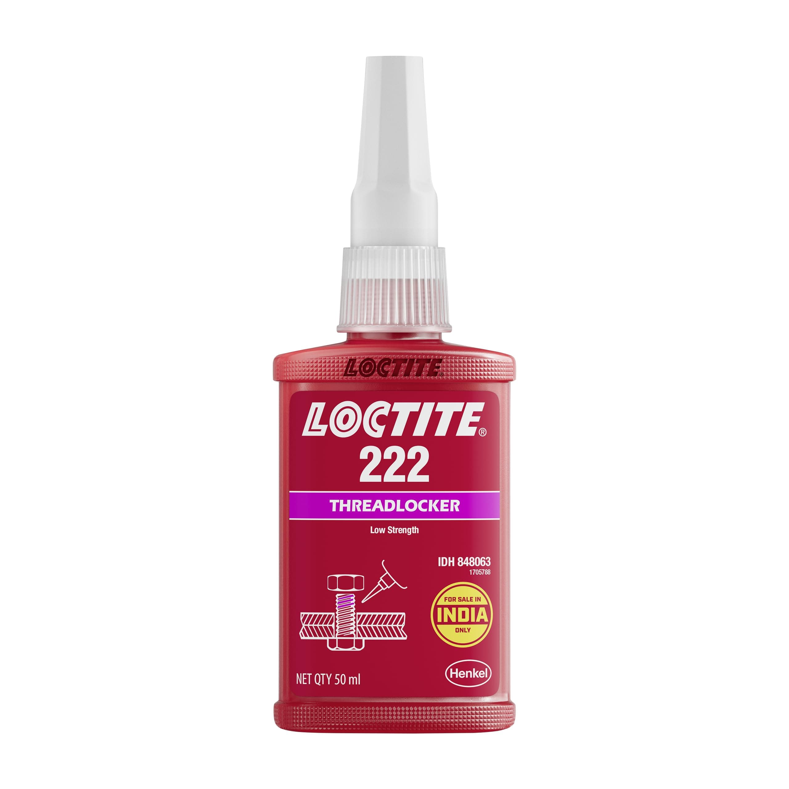 Genuine Henkel Loctite 222 Threadlocking Adhesive - Low Strength - Easy Disassembly - Suitable for All Metal Threaded Assemblies - Glue 50 ML