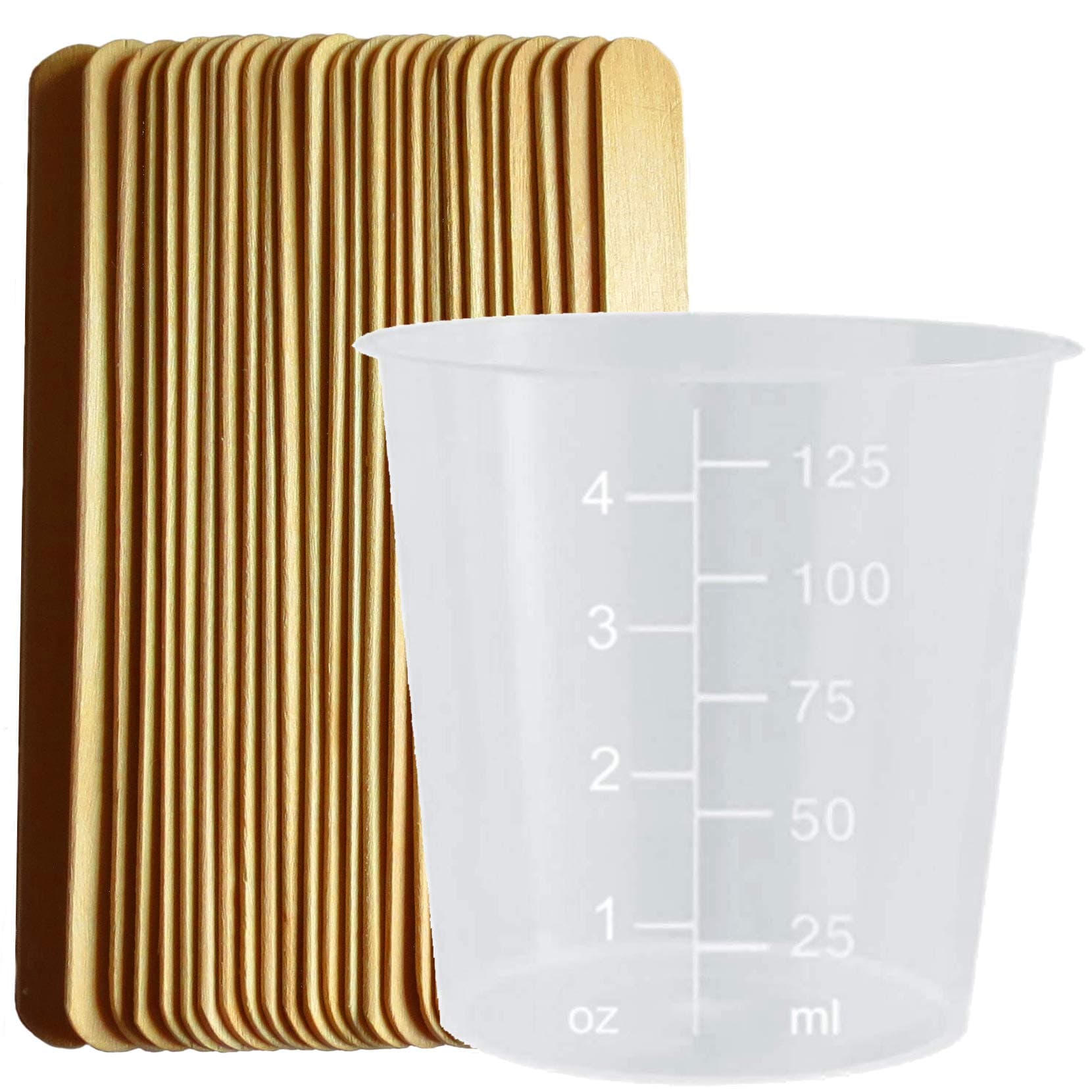 4oz Graduated Polypropylene Plastic Cups with Mixing Sticks for Mixing Epoxy, Resin, Paint, and Stain - 25 Count