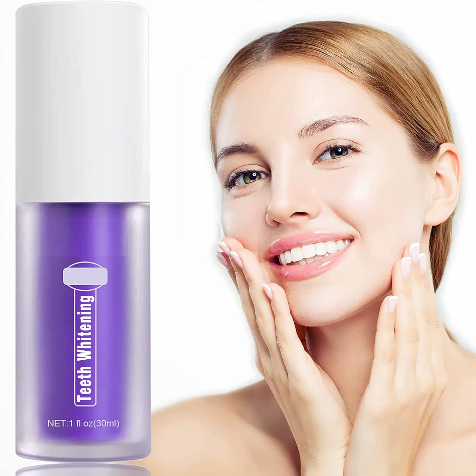 Colour Teeth Whitening Corrector Toothpaste, Purple Toothpaste Foam Oral Teeth Whitening Teeth Cleaning Toothpast Booster Tooth Stains Removal Tooth Colour Corrector (1 PCS), 30 ml