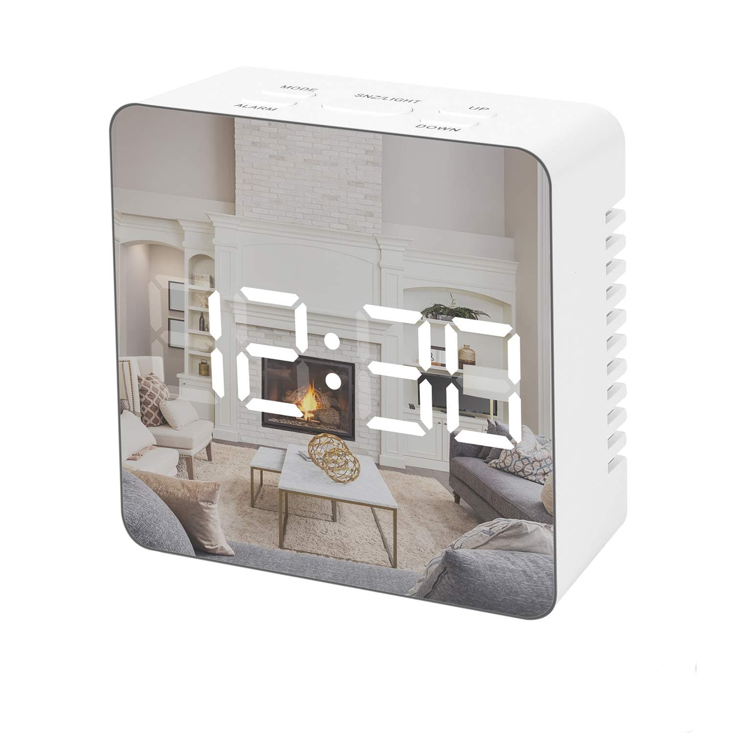 Bedside Alarm Clock, LED Digital Clock with LED Display Snooze Adjustable Brightness Temperature Mirror Function 12/24 H Alarm Clocks for Bedroom Office Kitchen